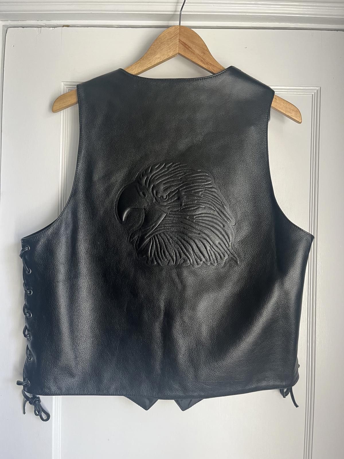 Wilson Wilsons Mens Leather Vest with Side Laces, Motorcycle Jacket Size ONE SIZE - 3 Thumbnail