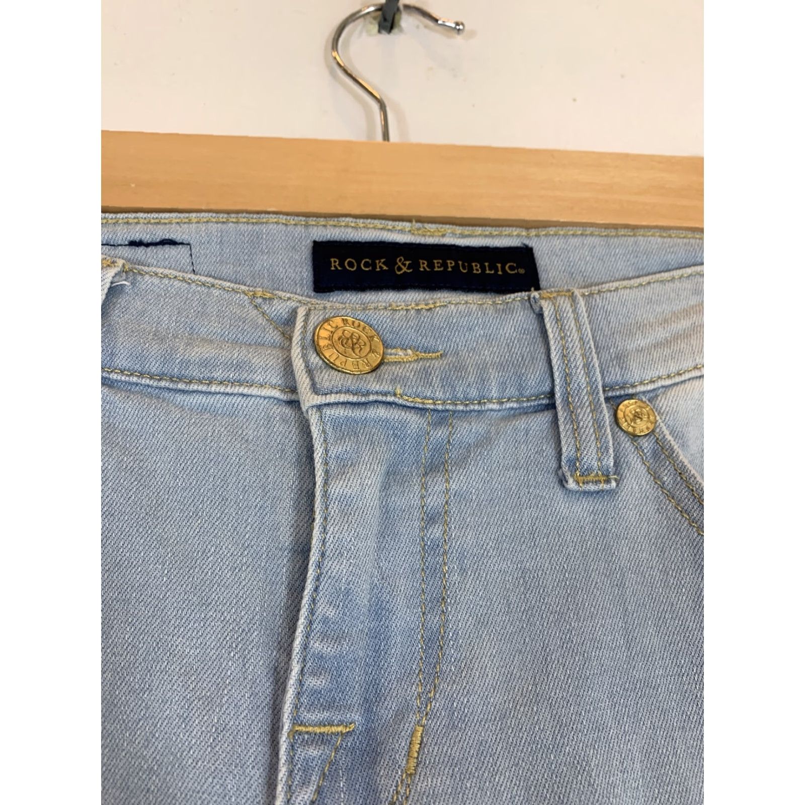 Vintage Rock & Republic Jeans Skinny Womens Size 8 Light Wash Distressed Jeans Size 30" / US 8 / IT 44 - 7 Thumbnail