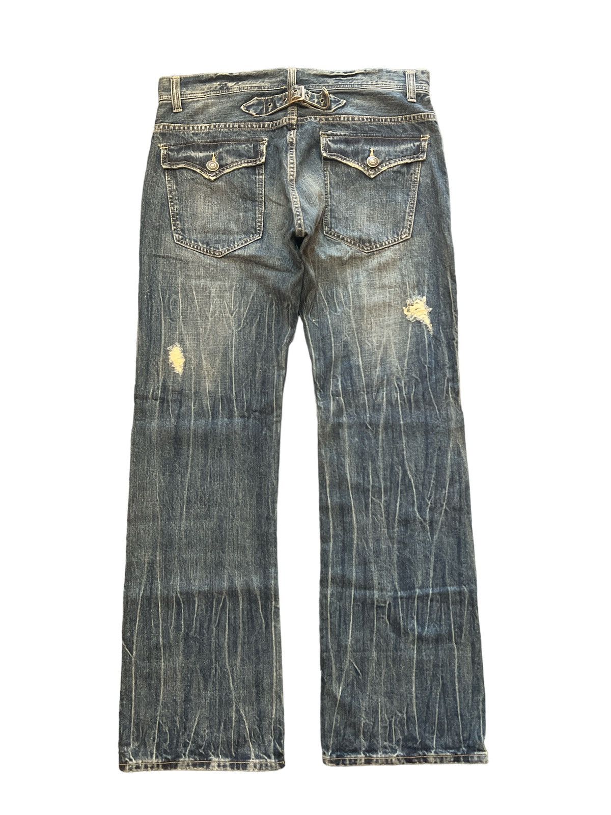 Japanese Brand FLARED💥UNKNOW JAPANES BRAND RIPPED DISTRESSED DENIM PANT Size US 33 - 7 Thumbnail