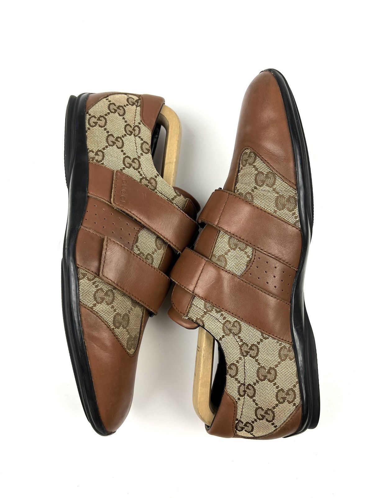 Gucci GUCCI Sneakers Leather Low Top Shoes Straps GG Monogram Men Size US 8 / EU 41 - 18 Thumbnail