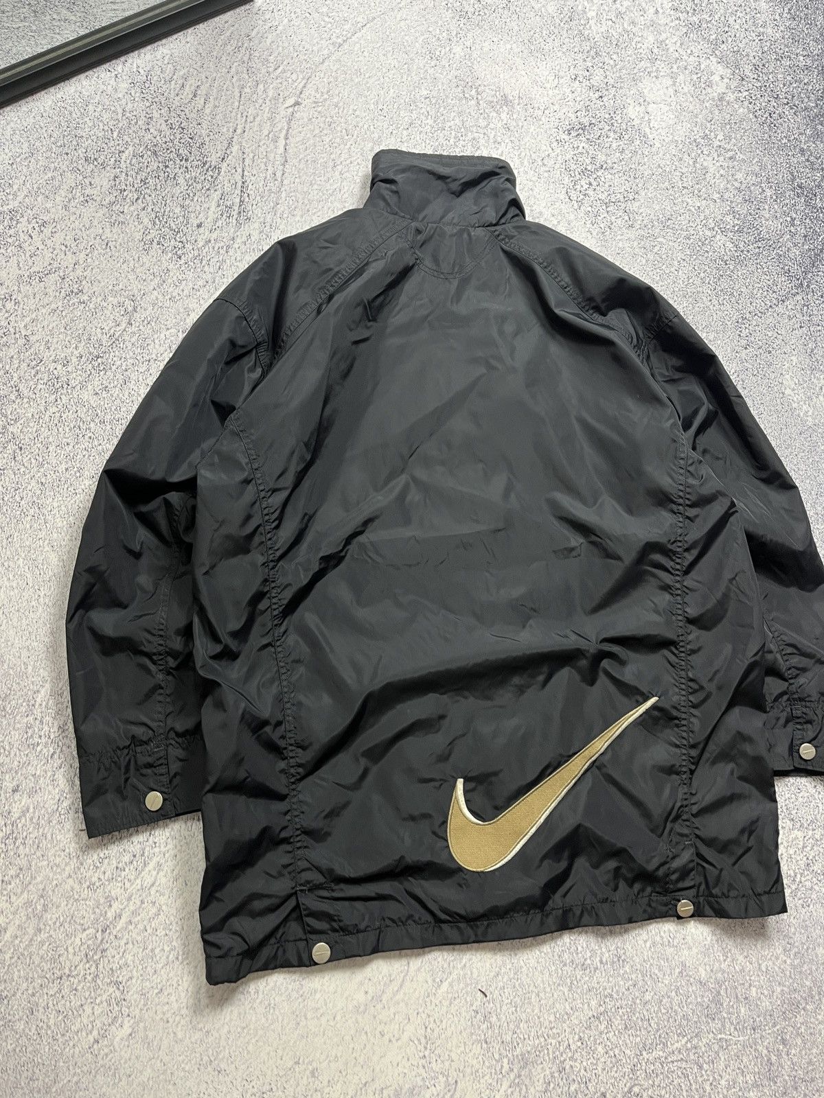 Nike × Vintage Nike Vintage Big Logo Swoosh Nylon Bomber Jacket 90s Y2K Size US S / EU 44-46 / 1 - 8 Thumbnail