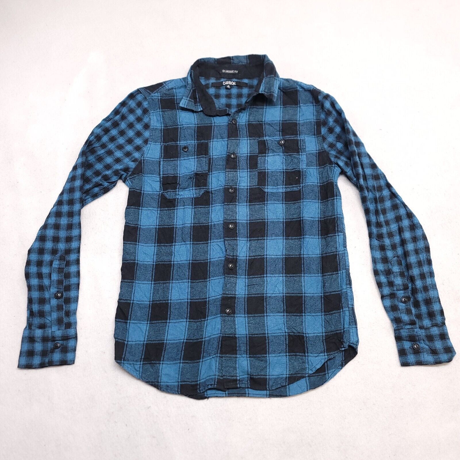Carbon Carbon Buffalo Check Flannel Mens Size Small S Blue Black Size US S / EU 44-46 / 1 - 2 Thumbnail
