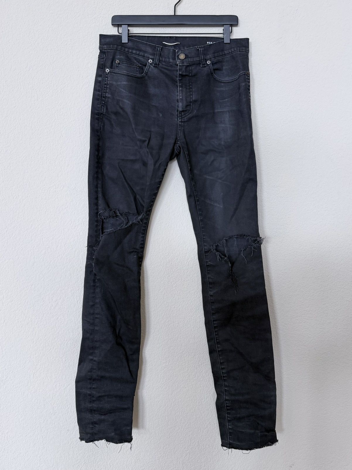 Saint Laurent D24 Waxed Distressed Jeans
