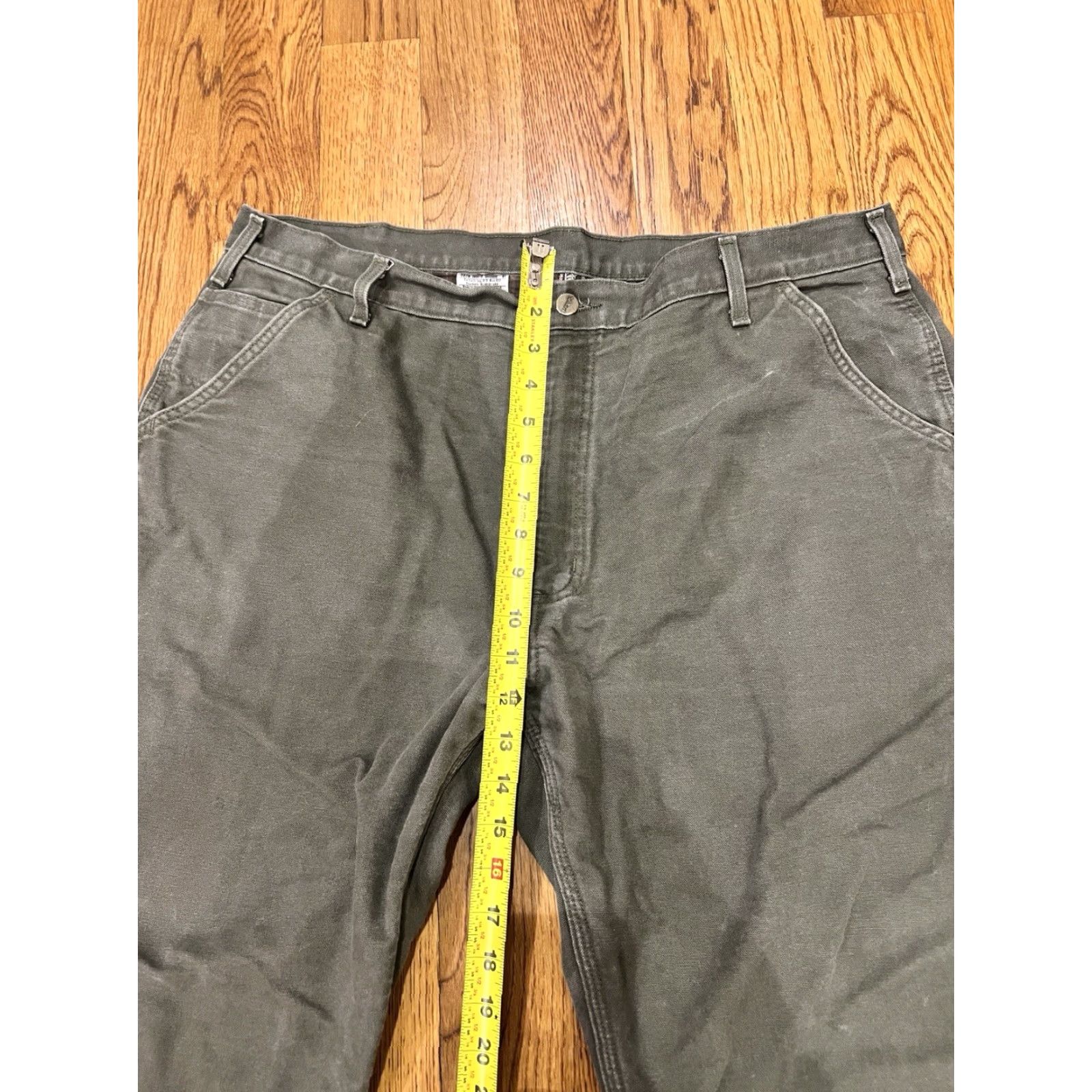 Carhartt Carhartt Mens Moss Green Flannel Lined Carpenter Pants 40x29 Zip 5-Pocket Design Loose Original Fit Straight Size US 40 / EU 56 - 3 Thumbnail