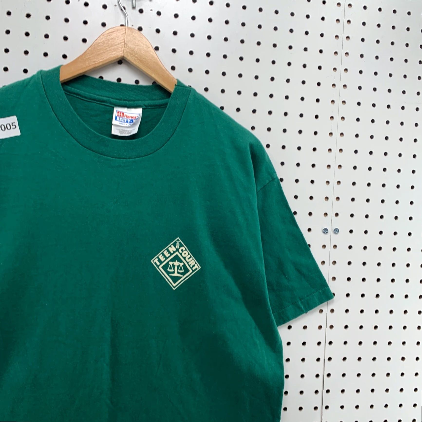 Hanes Vintage Teen Court Shirt Single Stitch Green Adult Large Short Sleeve TEE Size US L / EU 52-54 / 3 - 4 Thumbnail