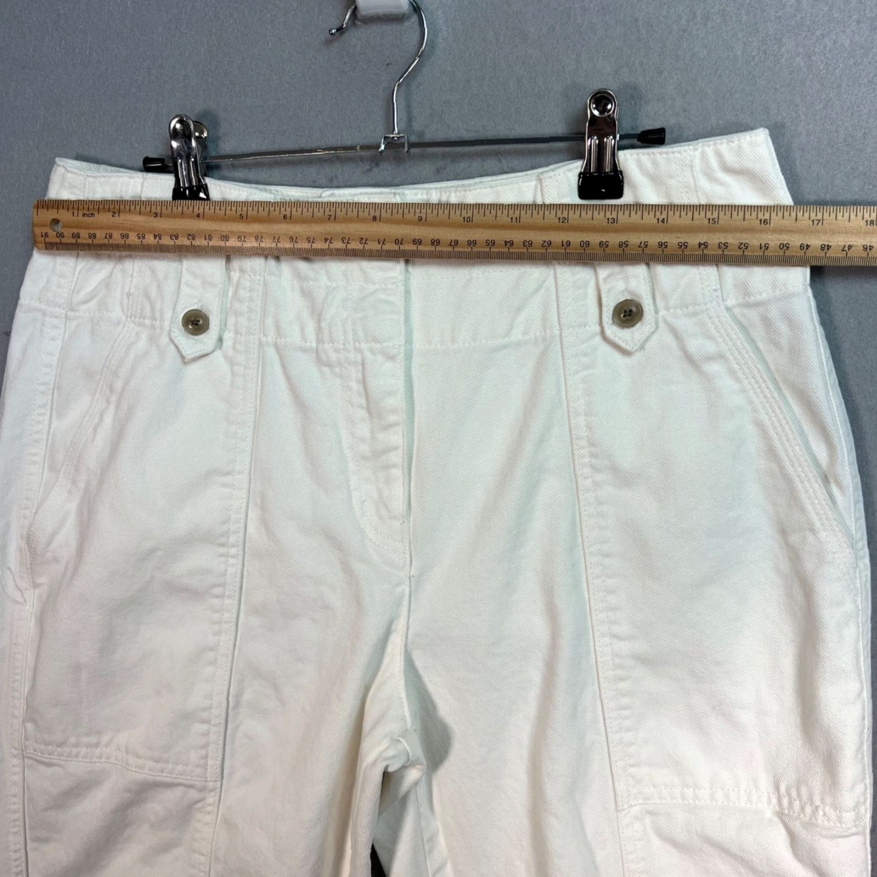 Reiss VINTAGE Reiss White Denim Tapered Jeans Pants Button Detail Adult Womens 14 White Size 36" / US 14 / IT 50 - 5 Thumbnail