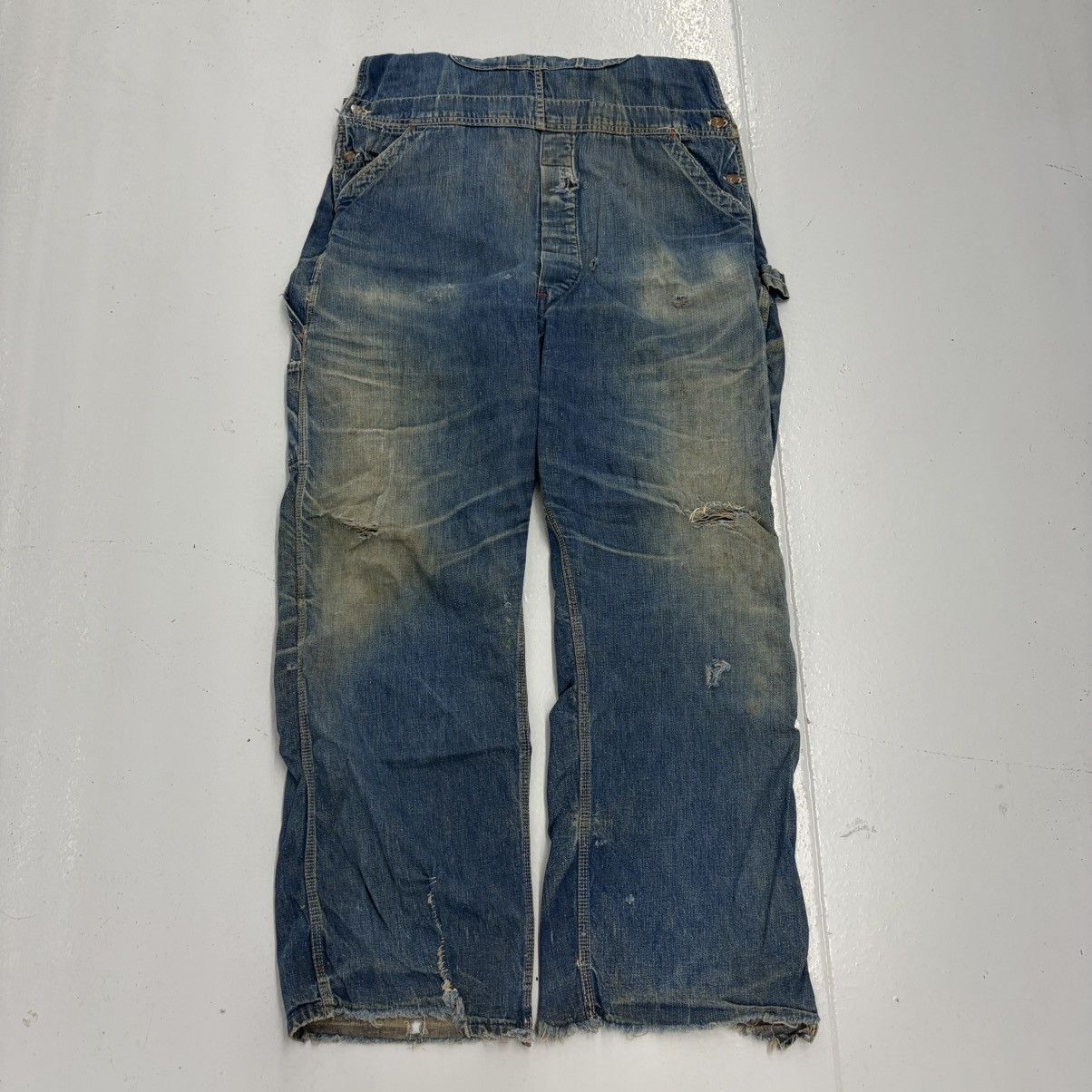 Other Vintage 50s Big Mac Blue Dark Workwear Denim Overalls 40x31 Size US 40 / EU 56 - 3 Thumbnail