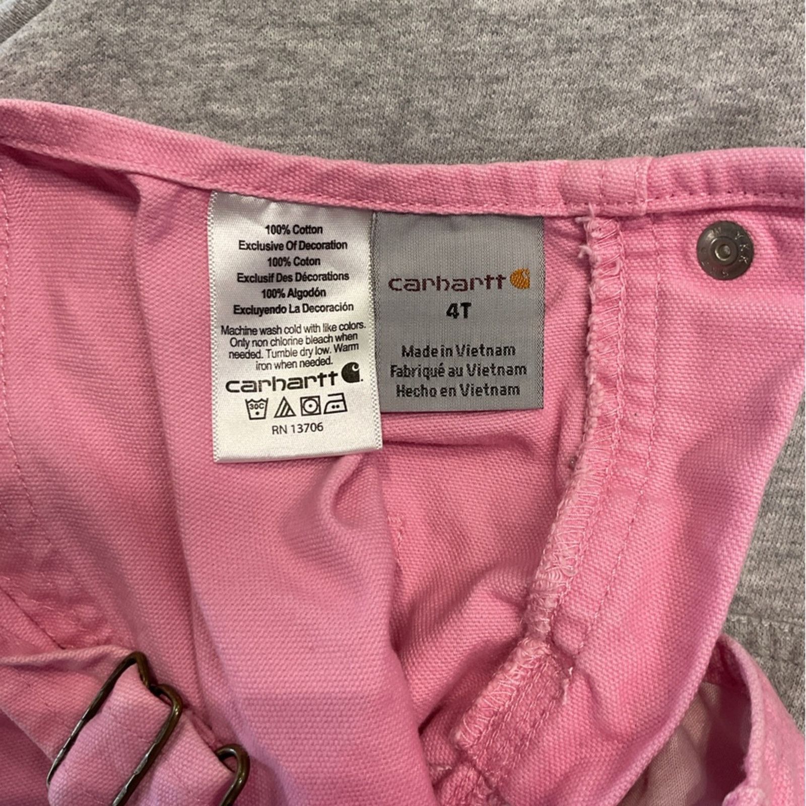 Carhartt Carhartt Youth Girls Pink Overalls Size ONE SIZE - 3 Thumbnail