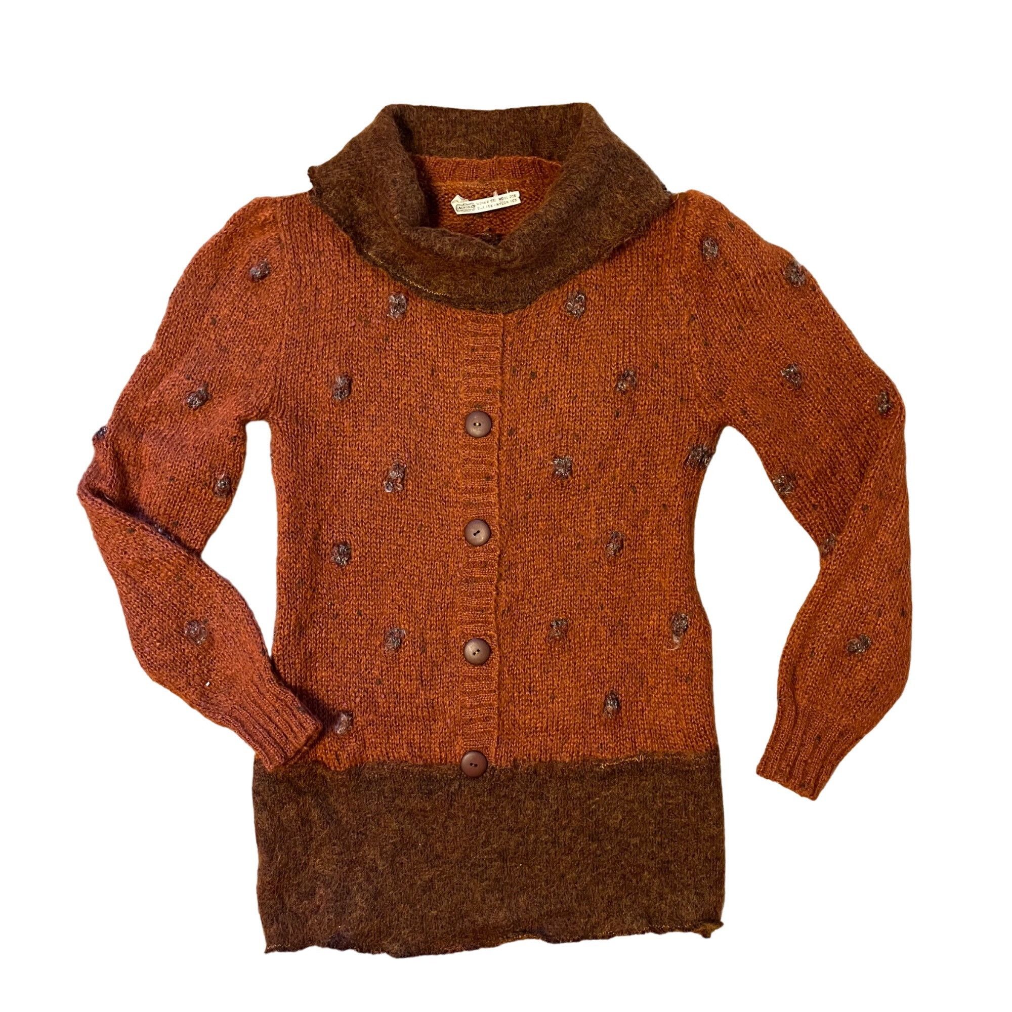 image of VTG 70’S? New? Agnona S Long Sweater Mohair Wool Silk Pom Po in Brown, Women's (Size Small)