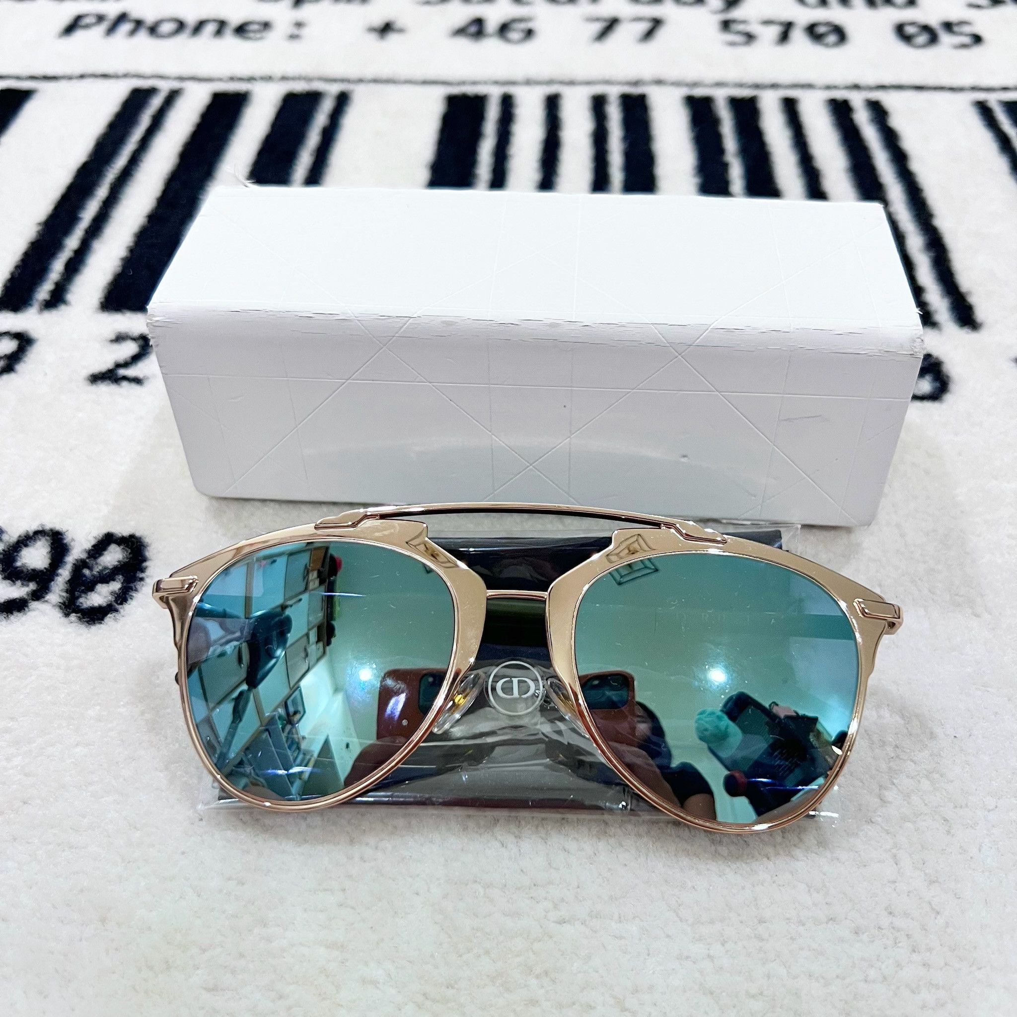 Dior Dior Reflected Rose Gold Frame Green Arms Aviator Size ONE SIZE - 1 Thumbnail