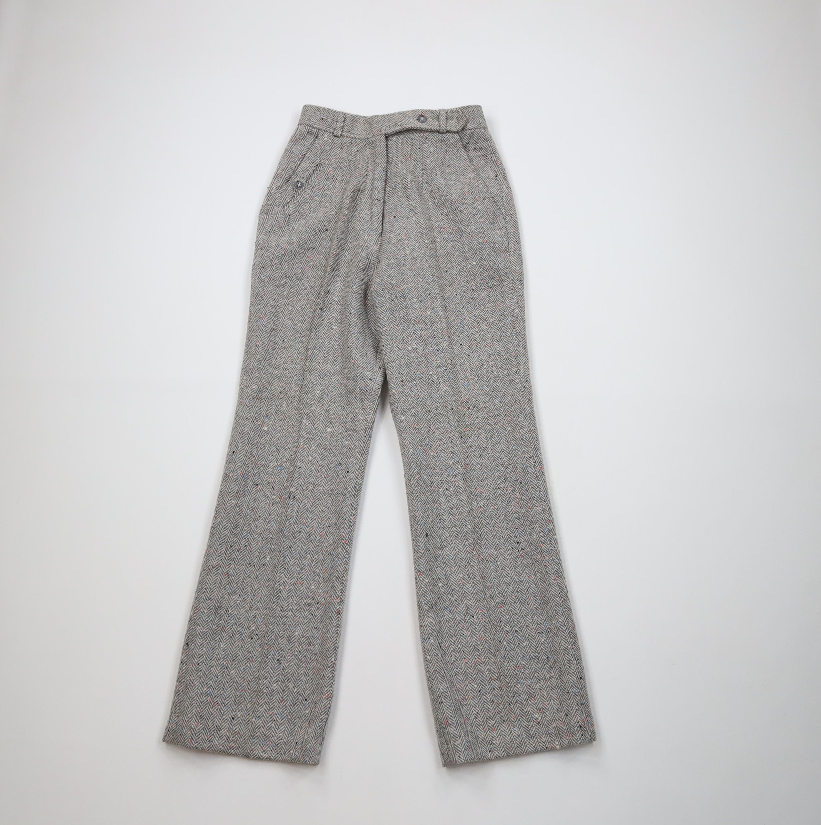Vintage Vintage 60s 70s Fleck Wool Herringbone Wide Leg Pants Size 32" / US 10 / IT 46 - 1 Thumbnail