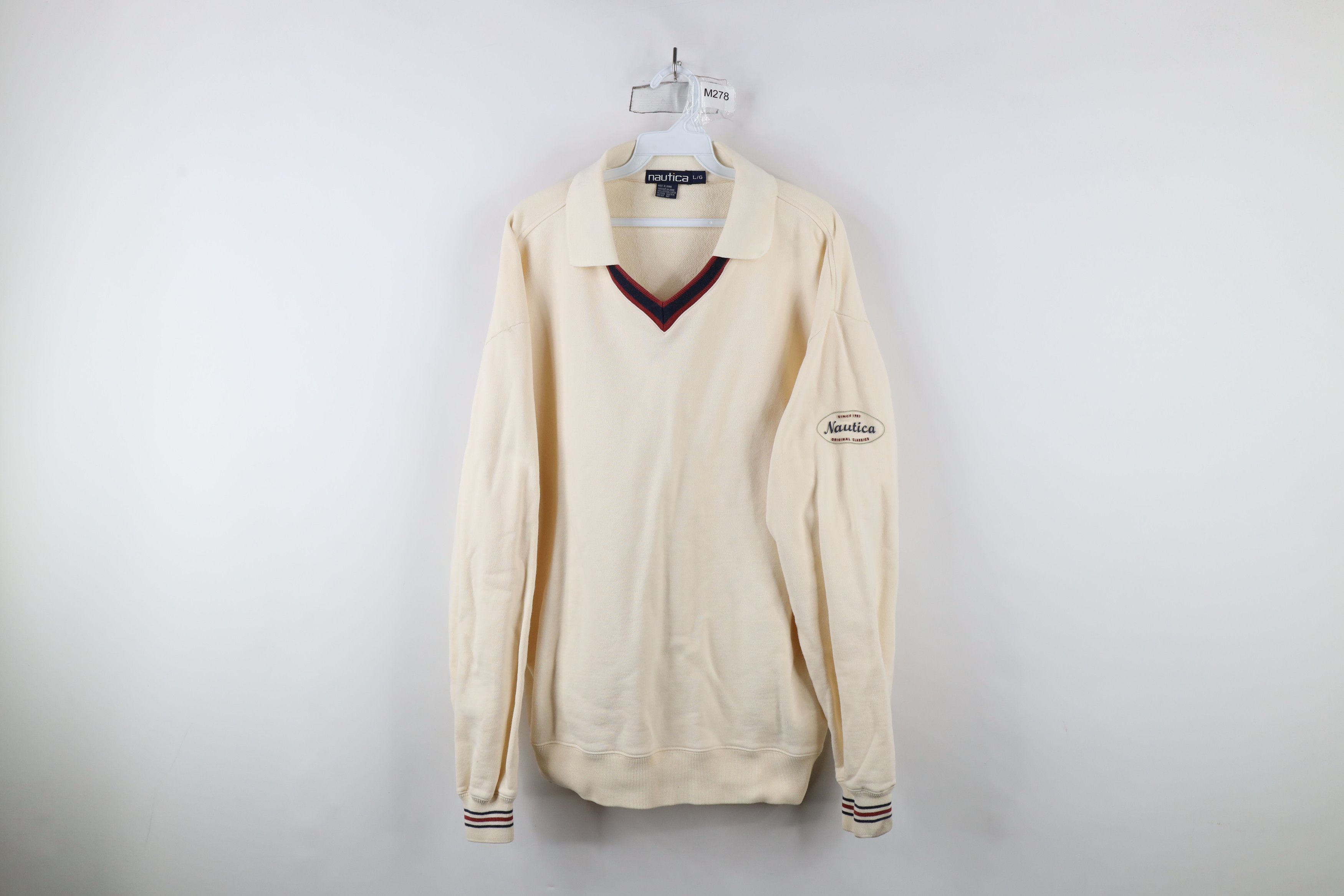 Nautica × Vintage Vintage 90s Nautica Spell French Terry Collared Sweatshirt Size US L / EU 52-54 / 3 - 1 Thumbnail