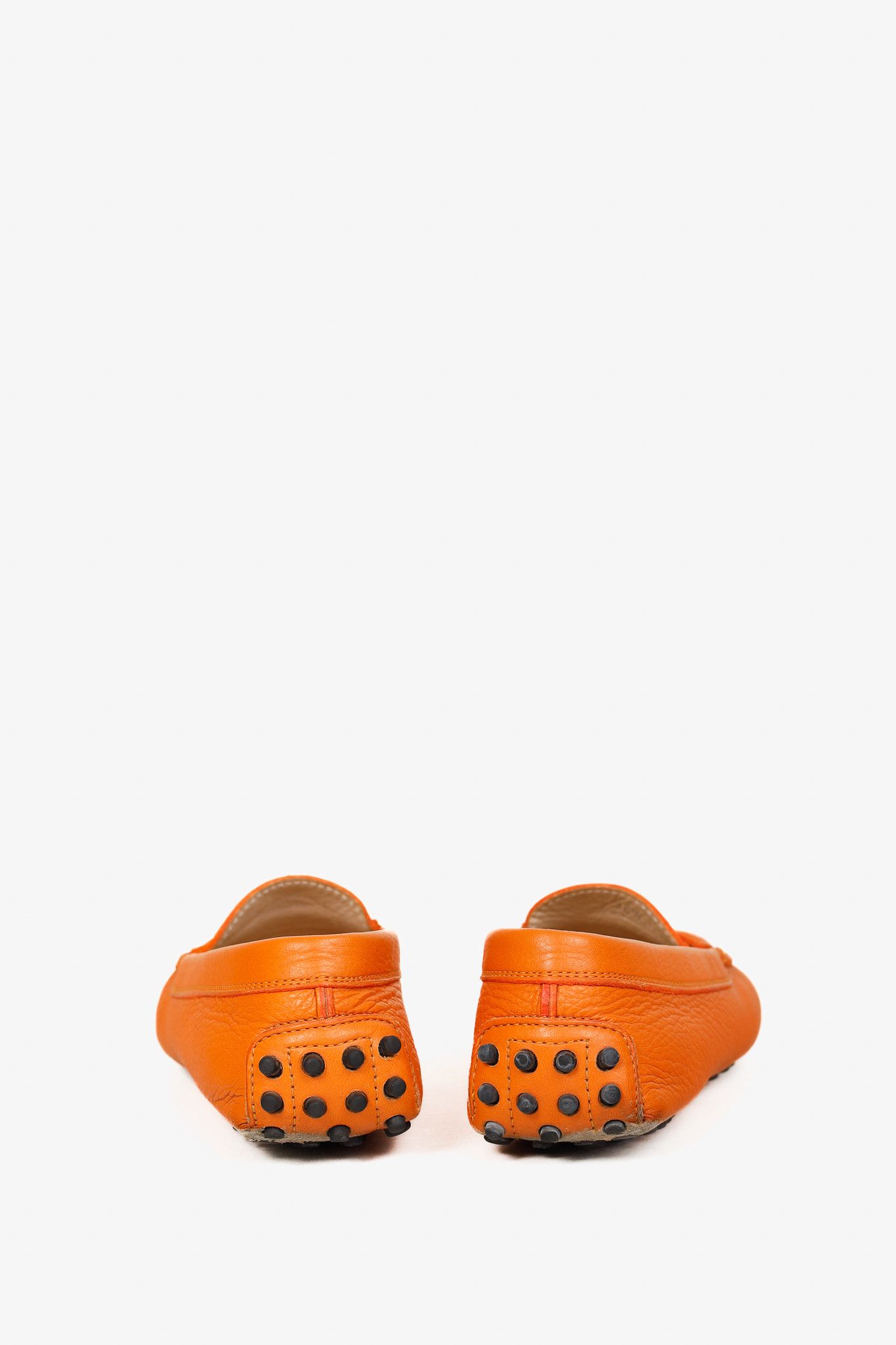 Tod's Tod’s Gommino Orange Pebbled Leather Driving Shoes Size US 6 / IT 36 - 3 Thumbnail