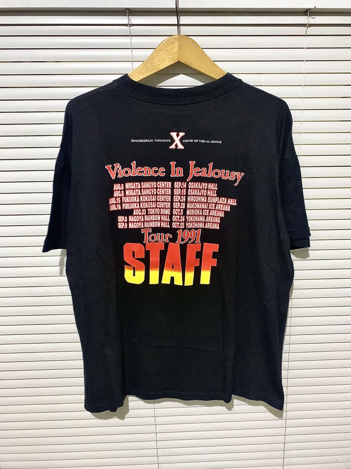 Band Tees X Japan Vintage Staff Tee 1991 Violence In Jealousy Tour Size US L / EU 52-54 / 3 - 4 Thumbnail