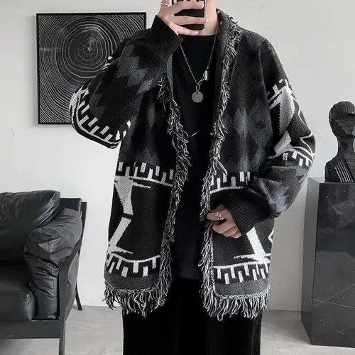 VIBE Patterned Graphic Cardigan Sweater Size US M / EU 48-50 / 2 - 7 Thumbnail