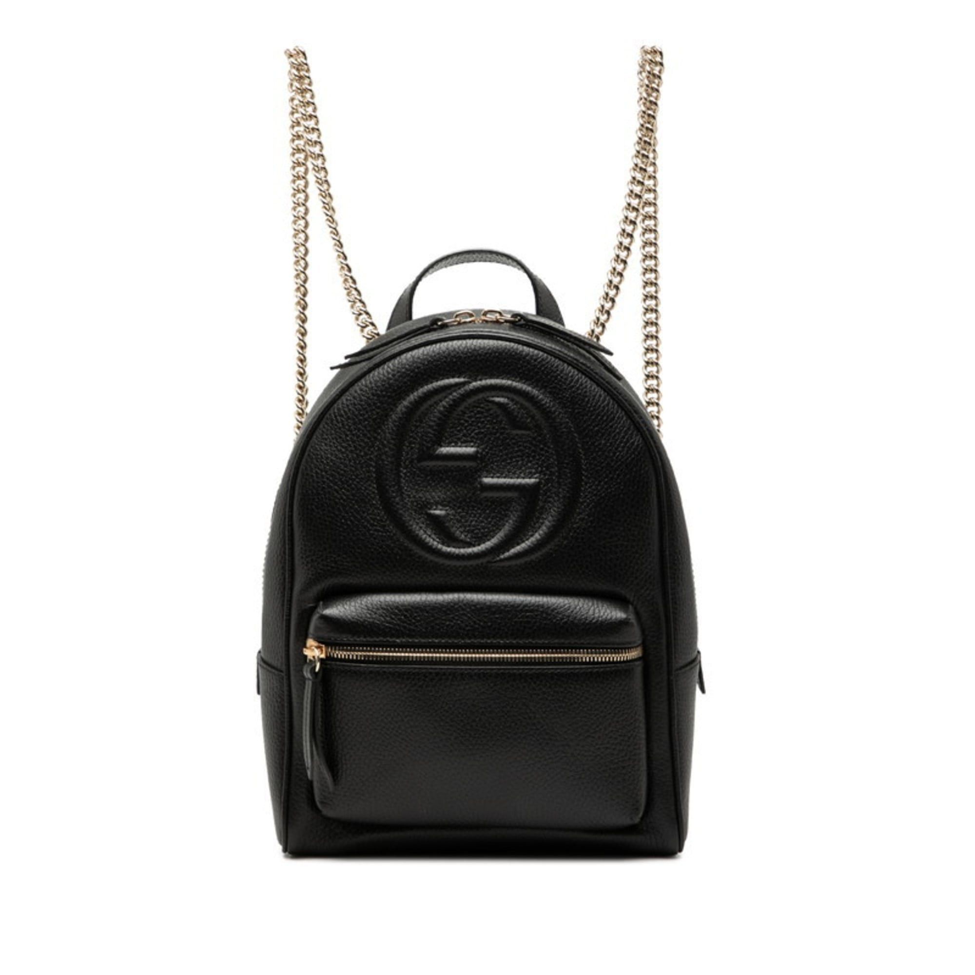 Gucci Gucci Interlocking G Soho Chain Backpack 536192 Black Leather Women's GUCCI Size ONE SIZE - 1 Thumbnail
