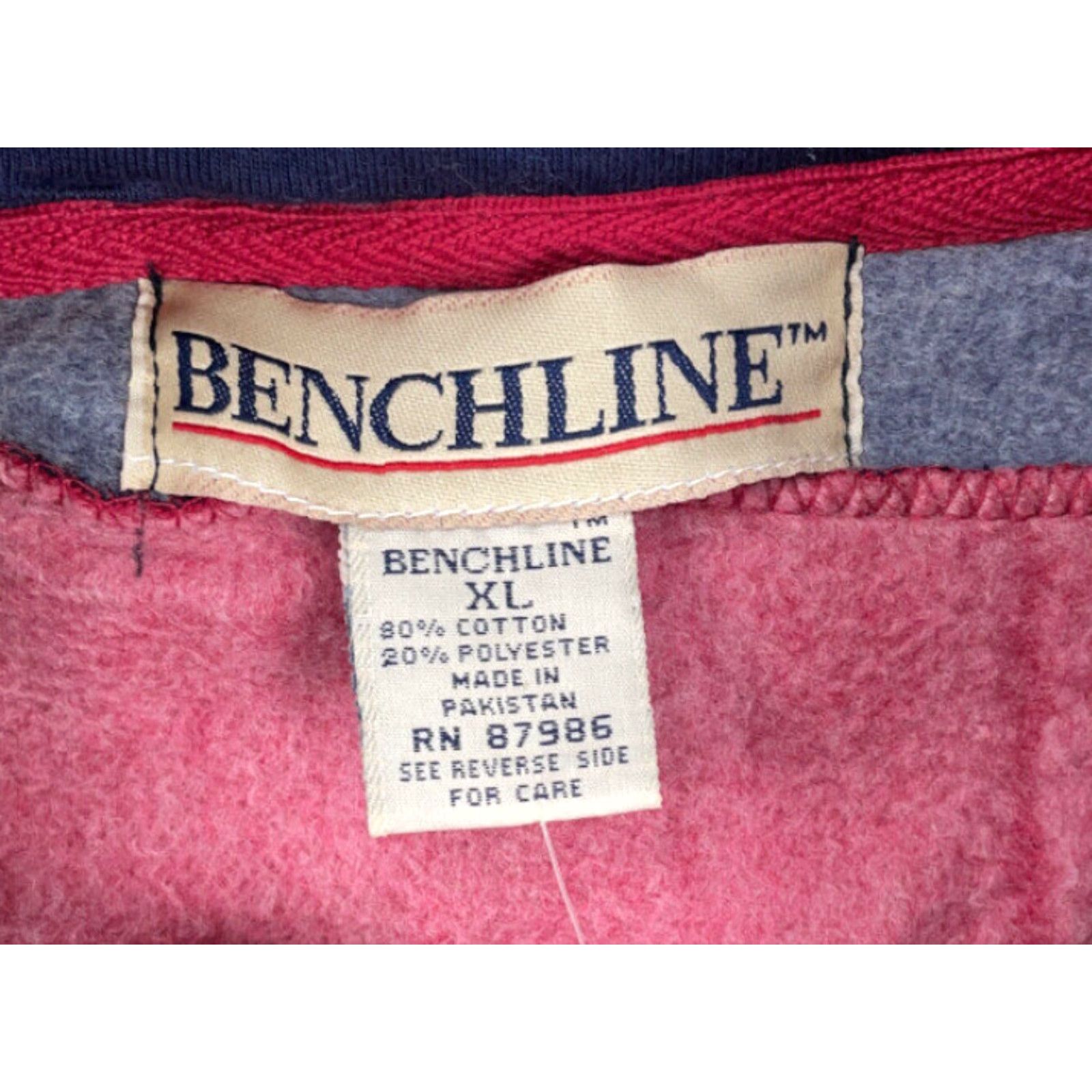 Vintage VINTAGE Benchline 1/4 Zip Sweatshirt Mens XL Red Striped 90s Dad Retro Mock Neck Zipper Chest Pocket Cotton Blend Pullover Sweatshirt Size US XL / EU 56 / 4 - 5 Thumbnail
