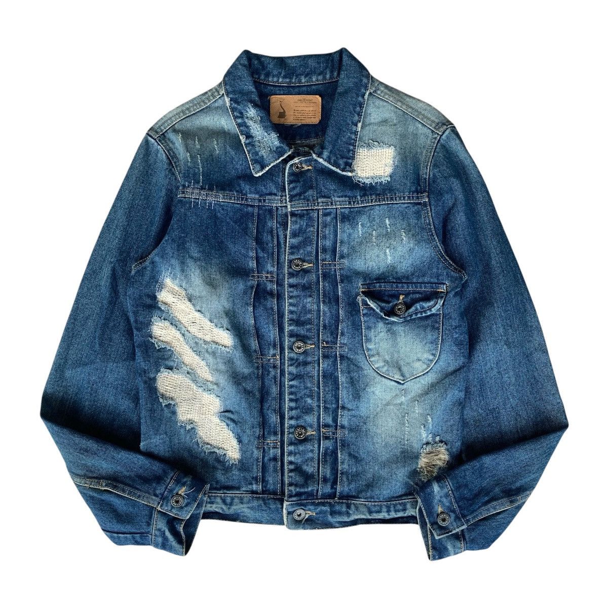 20471120 One Point Type 1 Distressed Denim Jacket Size US M / EU 48-50 / 2 - 1 Thumbnail