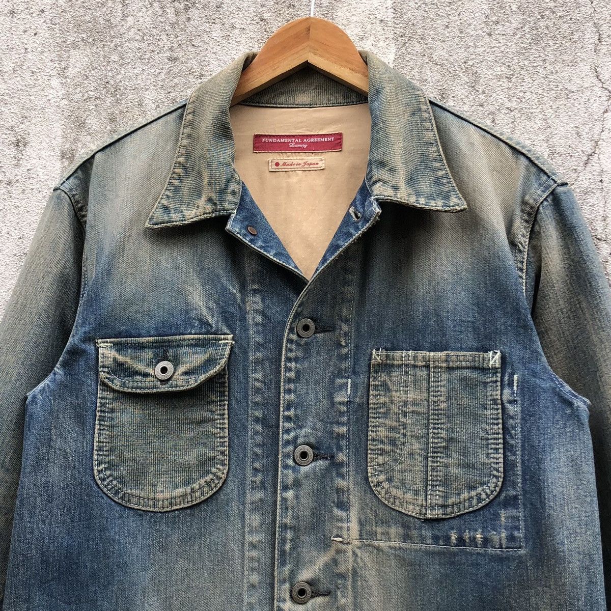 Japanese Brand Fundamental Agreement Denim Distressing Patched Chore Jacket Size US XL / EU 56 / 4 - 3 Thumbnail