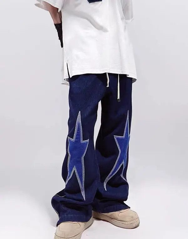 Japanese Brand Street hip-hop five-pointed star embroidered jeans Size US 30 / EU 46 - 5 Thumbnail