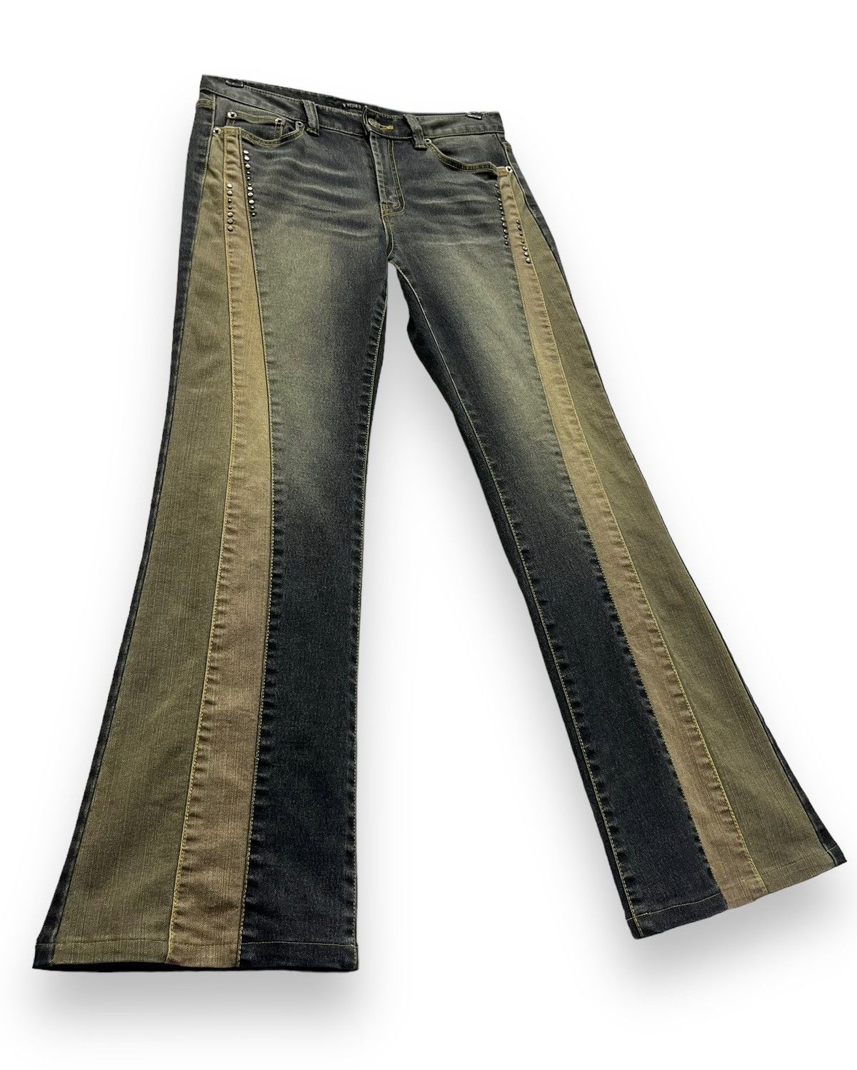 Japanese Brand 🔥FLARE MATSUNO Stretch Spliced Denim Woman’s Pants Size 29" - 4 Thumbnail