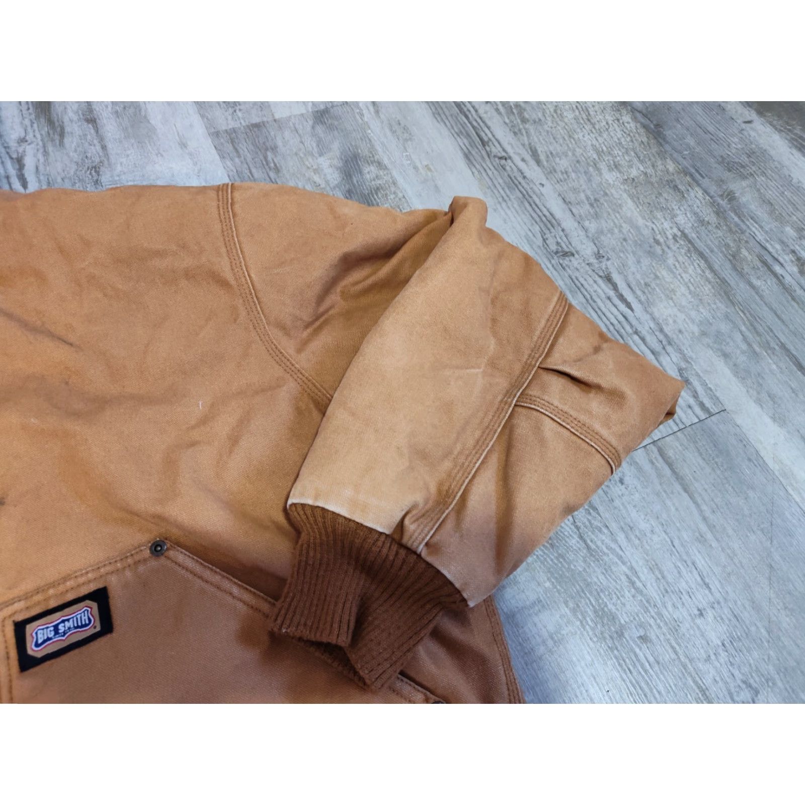 Vintage Big Smith Jacket Mens L Brown Canvas Zip Up Hooded Fleece Lined Workwear Casual Overcoat Seasonal Fall Winter Size US L / EU 52-54 / 3 - 5 Thumbnail
