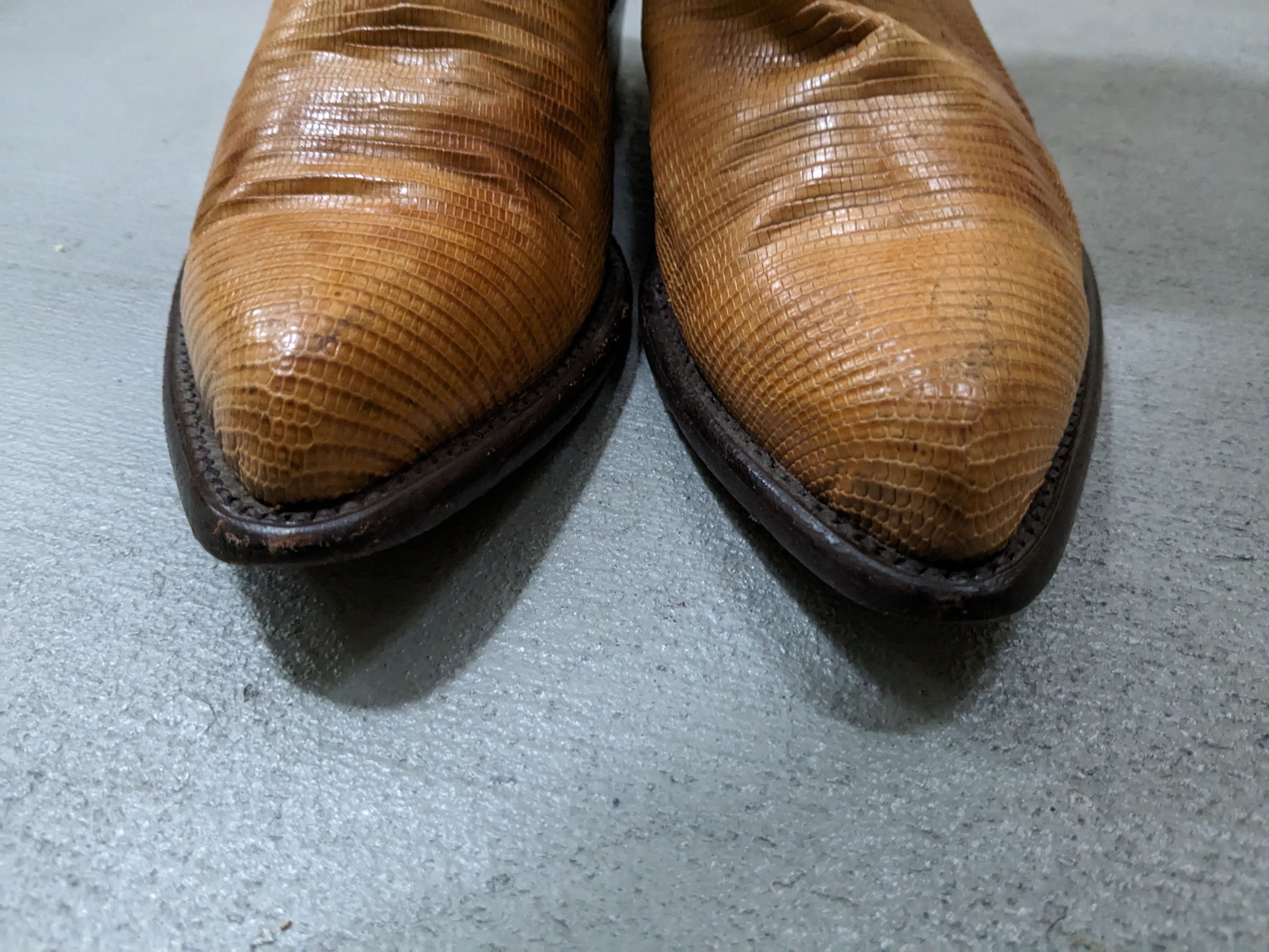 Genuine Leather Vintage Cowboy Boots Yellow Lizard 8 Wide Leather USA Size US 8 / EU 41 - 2 Thumbnail