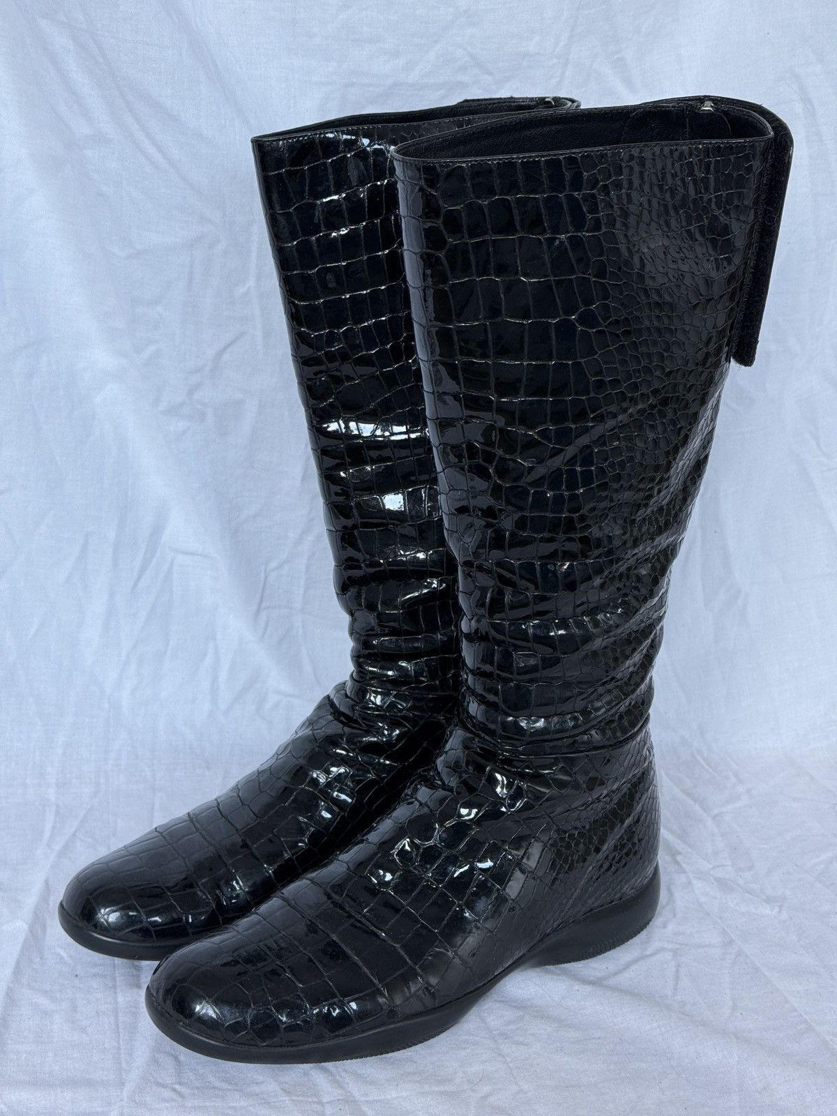 Prada Vintage Prada Linea Rossa Black Patent Leather High Boots Size US 8 / IT 38 - 1 Thumbnail