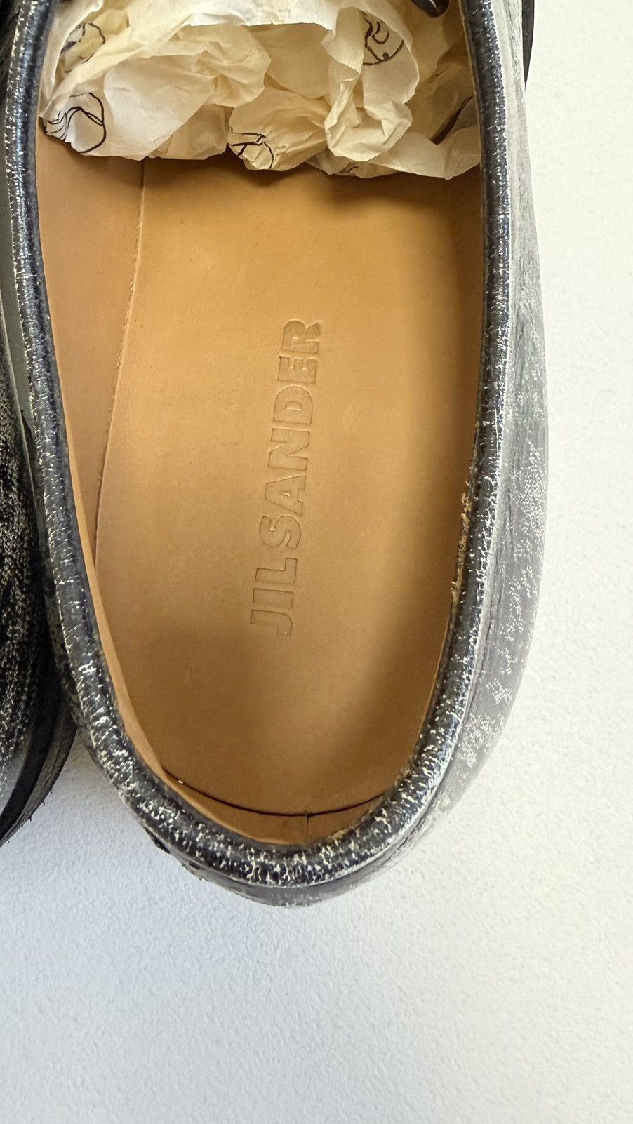 Jil Sander Black/White ‘Distressed Leather’ Derby Shoes Size US 9 / EU 42 - 17 Thumbnail