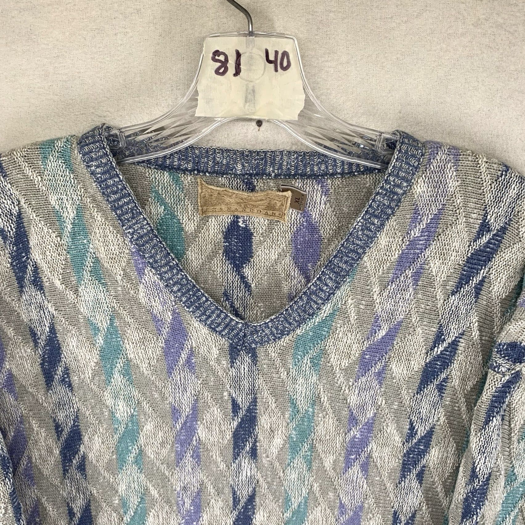 Vintage VINTAGE Shenandoah Mens XL Geometric Sweater Textured 3D Pastels USA Made 90s Size US XL / EU 56 / 4 - 3 Thumbnail