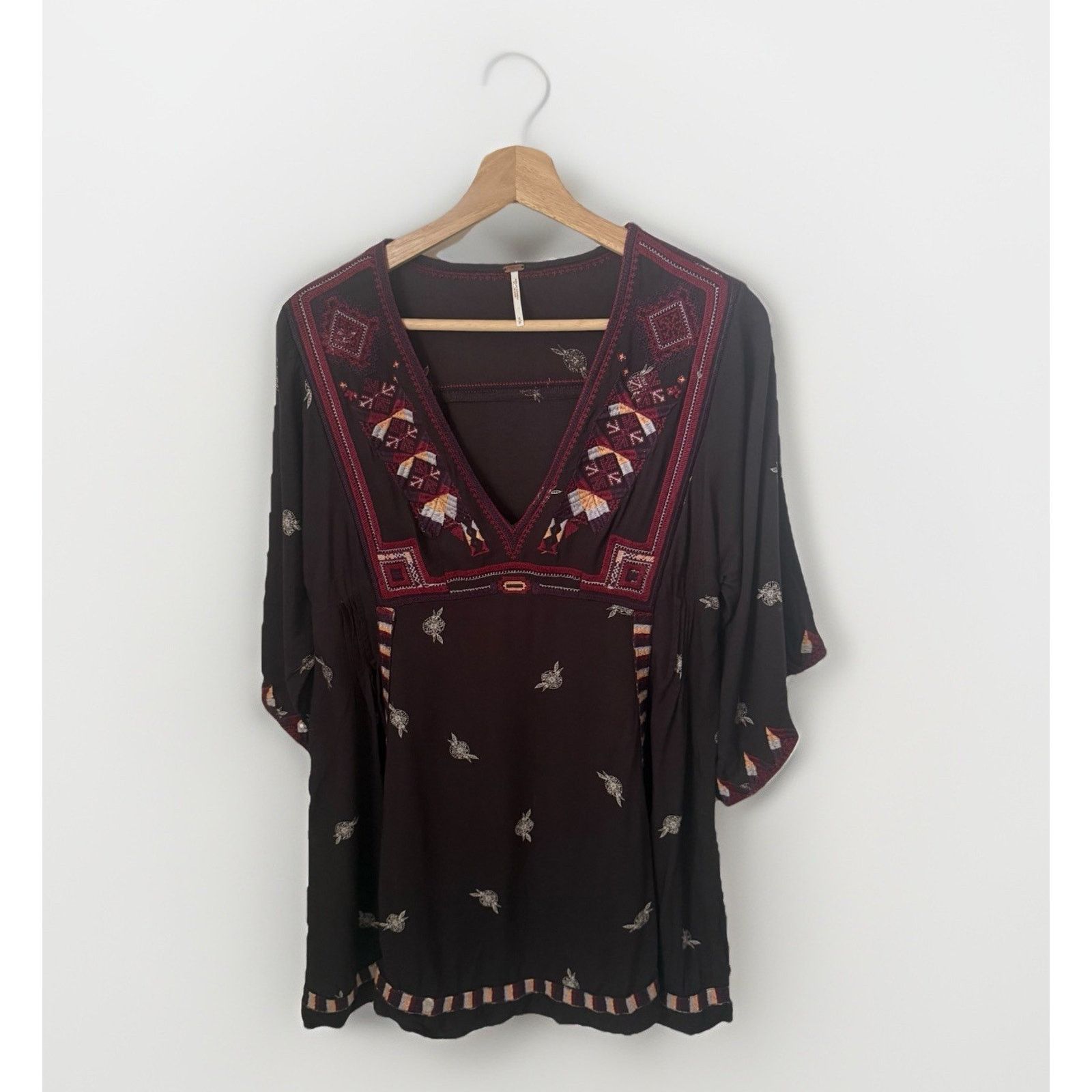 Free People Free People Embroidered Boho Western Hippie Tunic Dress Size S / US 4 / IT 40 - 2 Thumbnail