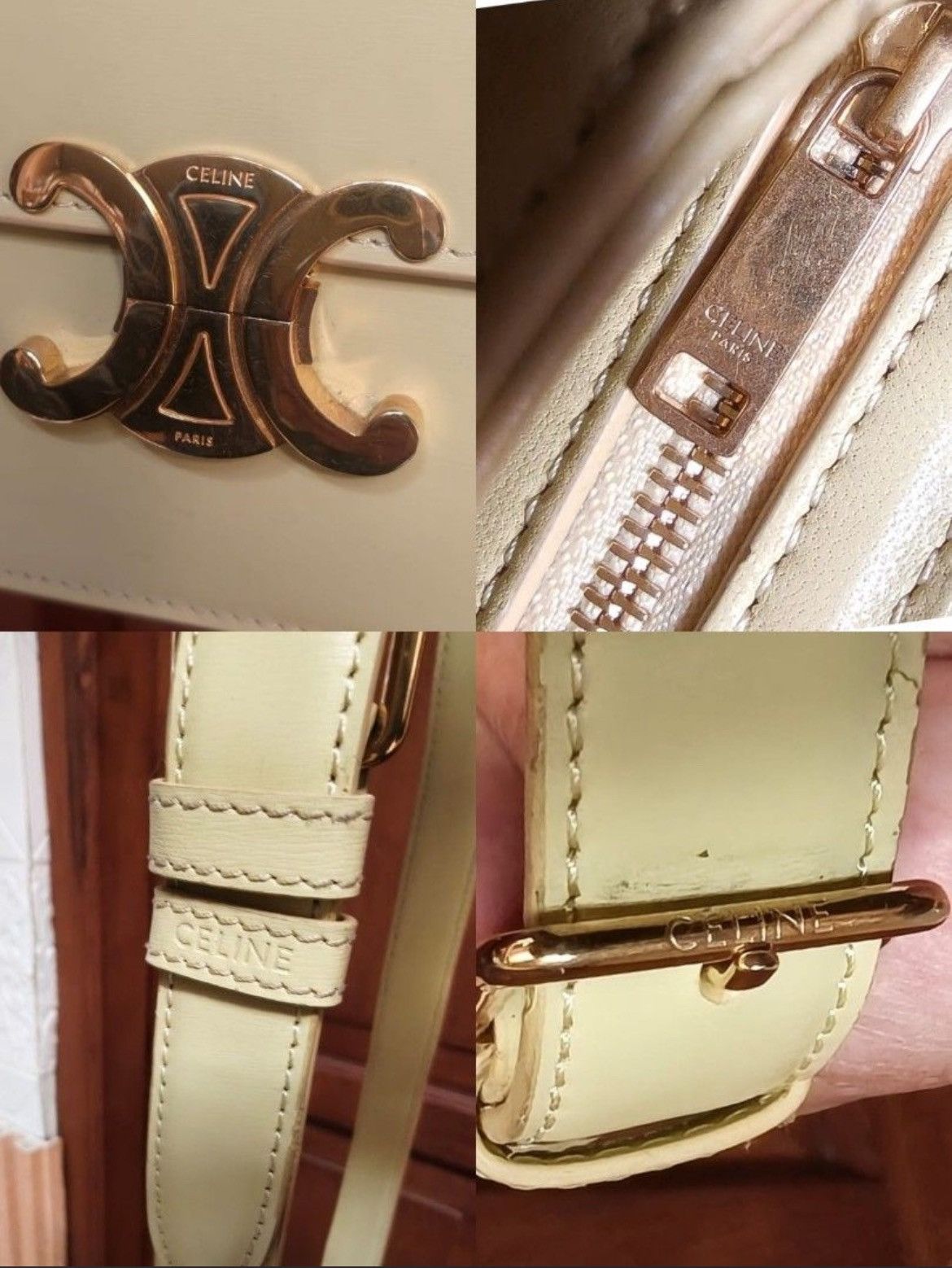 Celine Celine Triomphe bag in Shiny Light Yellow (Limestone) Size ONE SIZE - 6 Thumbnail