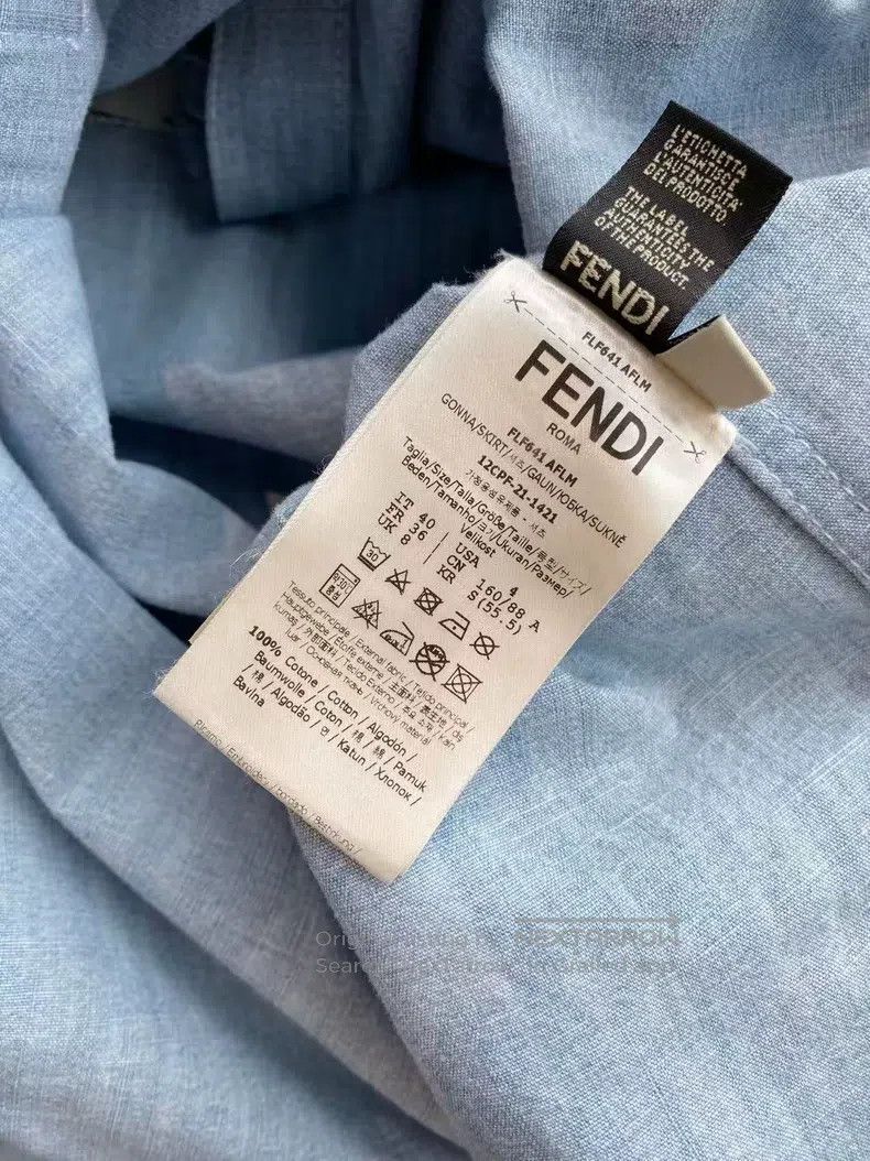 Fendi Fendi Cotton Pocket Cut-Out Double Logo Denim Short Sleeve Size XS / US 0-2 / IT 36-38 - 4 Thumbnail