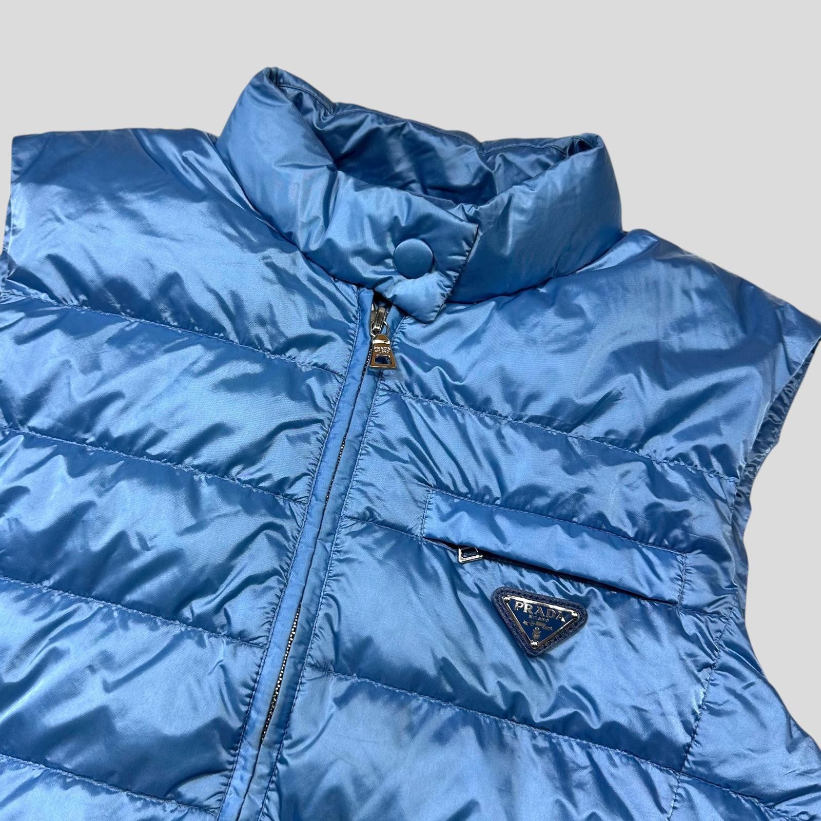 Prada Prada Milano 2011 Satin Blue Nylon Down Logo Gilet Size S / US 4 / IT 40 - 2 Thumbnail