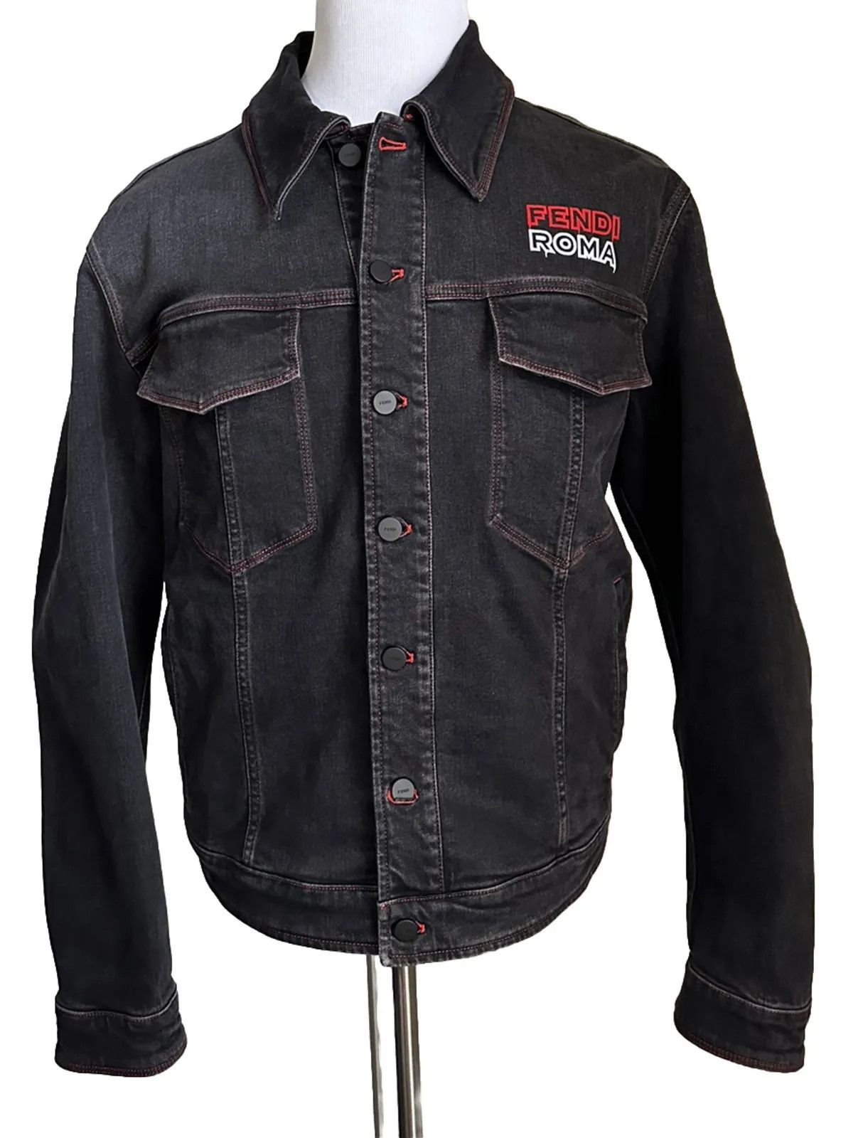 image of Fendi O1Loc1C0124 Denim Jacket In Blue, Men's (Size Medium)