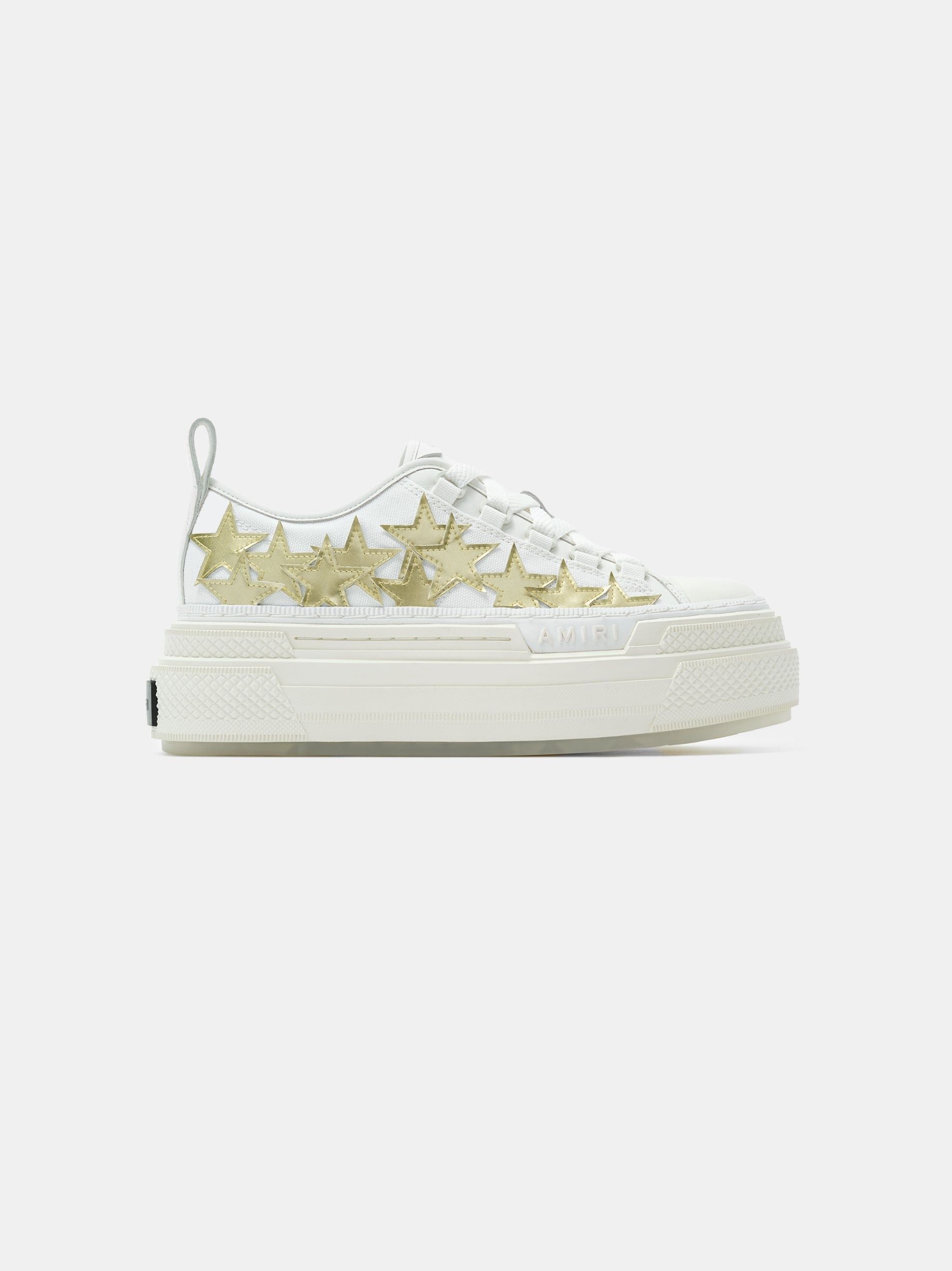 Amiri o1orln1025 Metallic Platform Stars Court Sneakers White/Gold Size US 8 / IT 38 - 1 Thumbnail