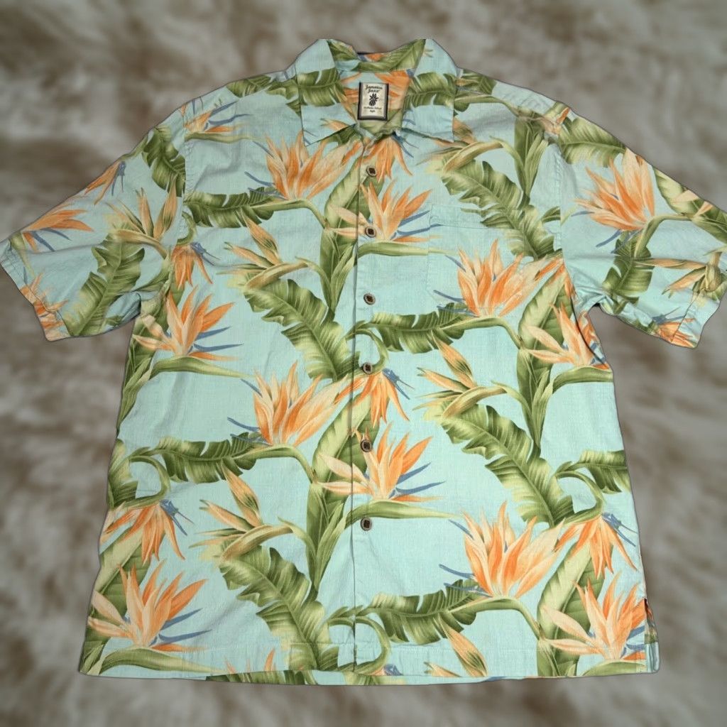 Vintage Jamaica Jaxx Mens Silk Short Sleeve Button-Up Hawaiian Shirt Sz L Green Floral Size US L / EU 52-54 / 3 - 1 Thumbnail