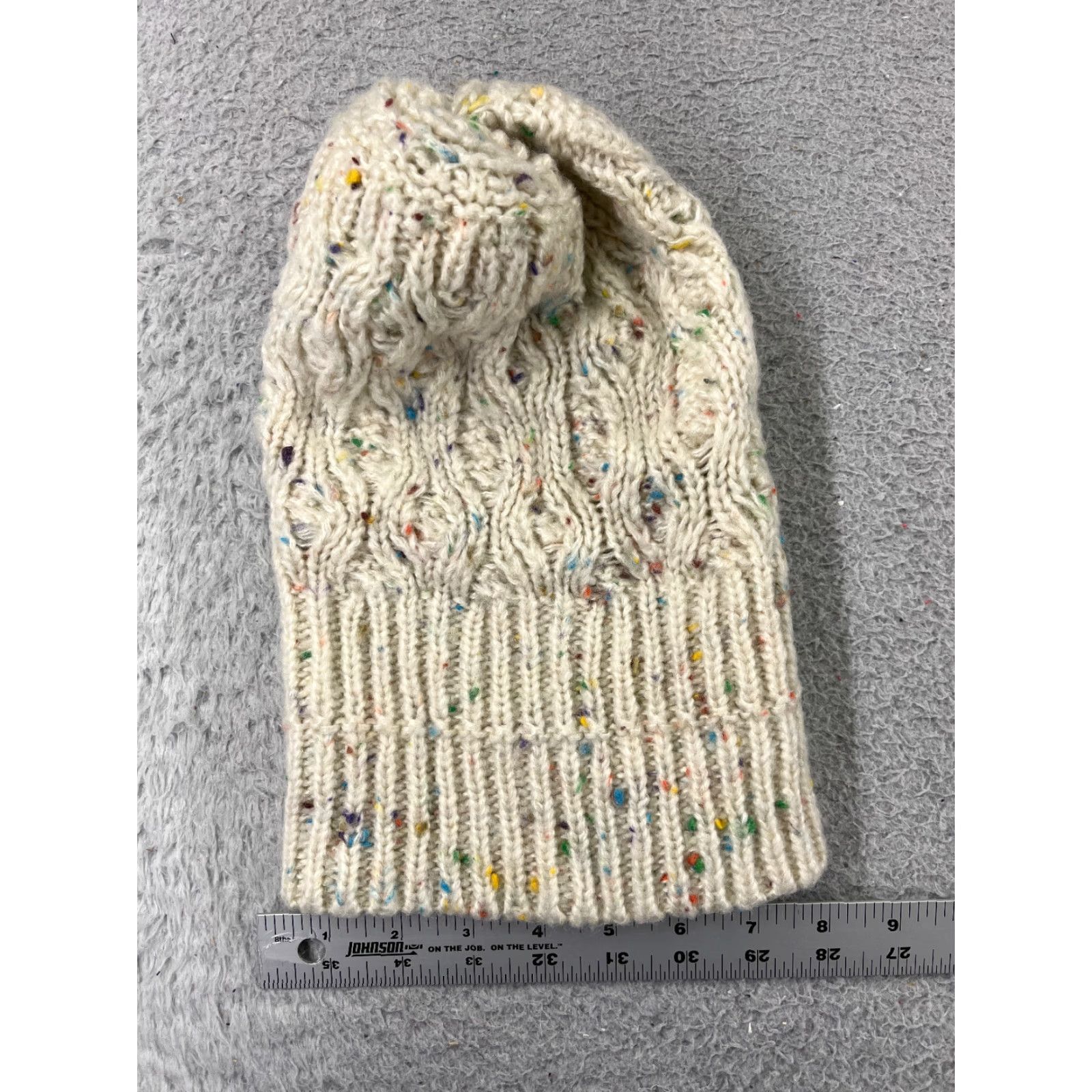 Steve Madden Steve Madden Beanie Womens One Size White Knit Confetti Acrylic Polyester Blend Pom Ski Hats Mens Womens Size ONE SIZE - 5 Thumbnail