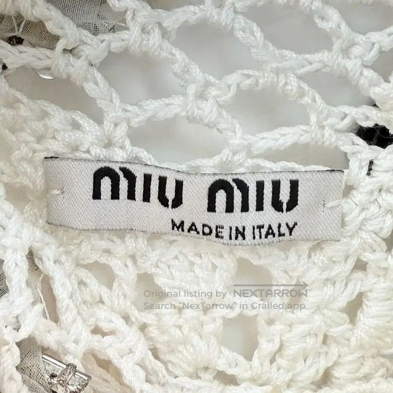 Miu Miu Miu Miu White Cotton Blend Sweater . Size L / US 10 / IT 46 - 4 Thumbnail