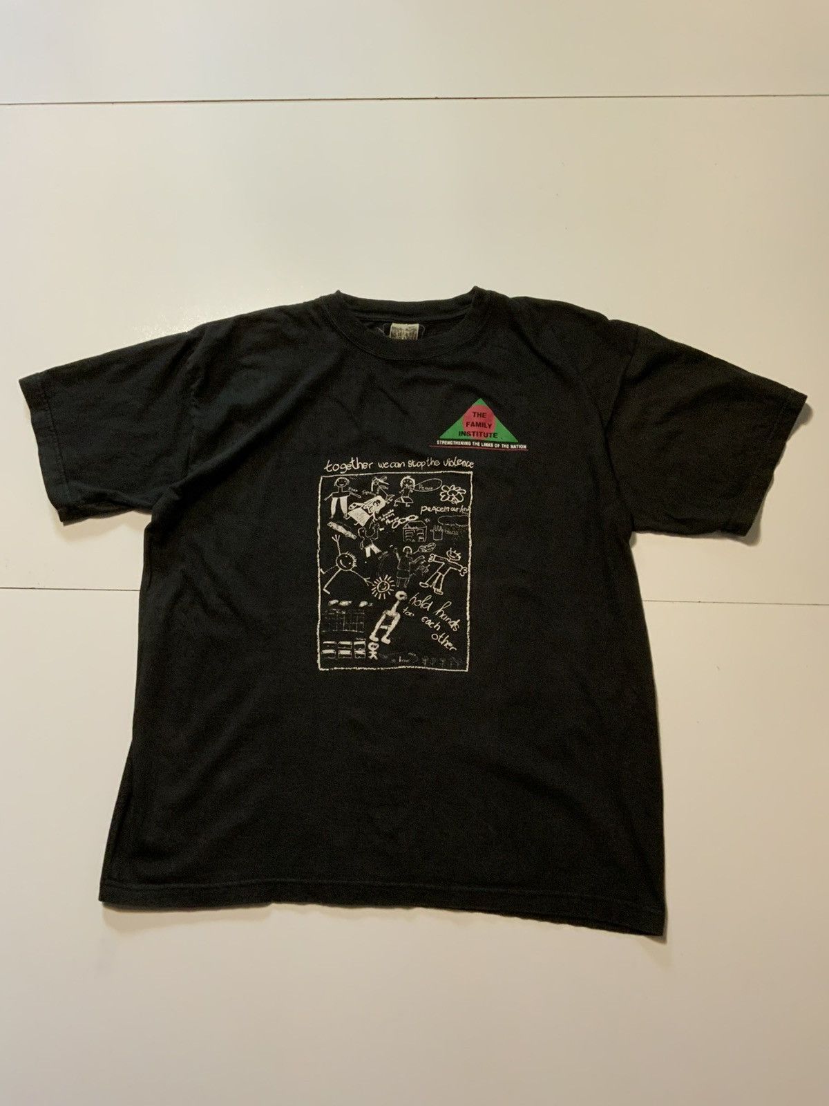 Vintage Vintage 90s Together We Can Stop The Violence Peace T-Shirt Size US XL / EU 56 / 4 - 2 Thumbnail