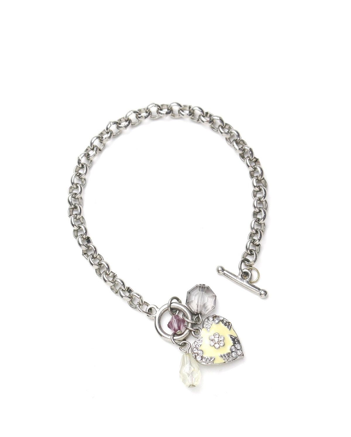 Vintage 2000S JAPANESE MADE CRYSTAL HEART CHARM BRACELET Size ONE SIZE - 1 Thumbnail