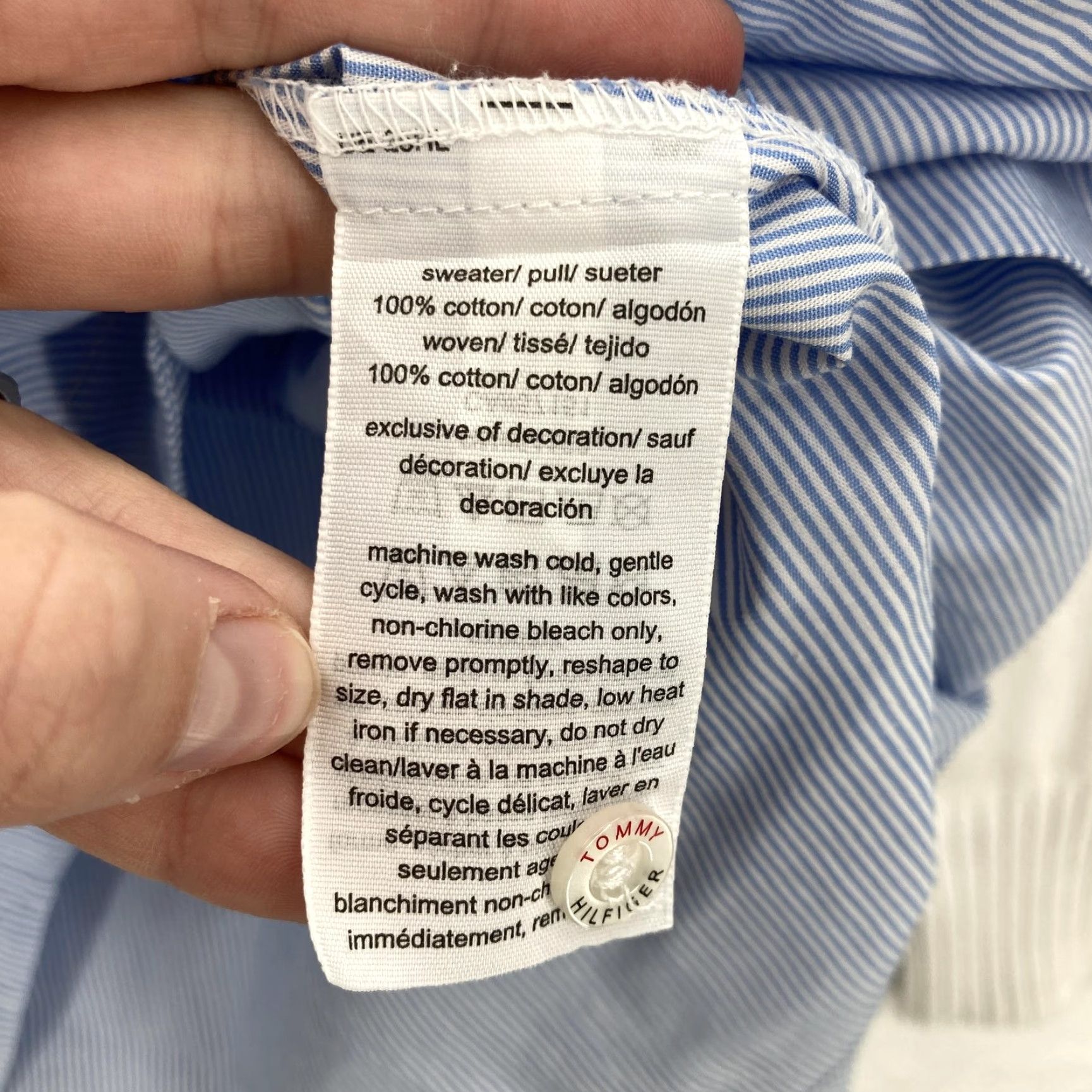 Tommy Hilfiger Tommy Hilfiger Sweater Womens Large White Blue Berkeley Layered Shirt Preppy Size L / US 10 / IT 46 - 7 Thumbnail
