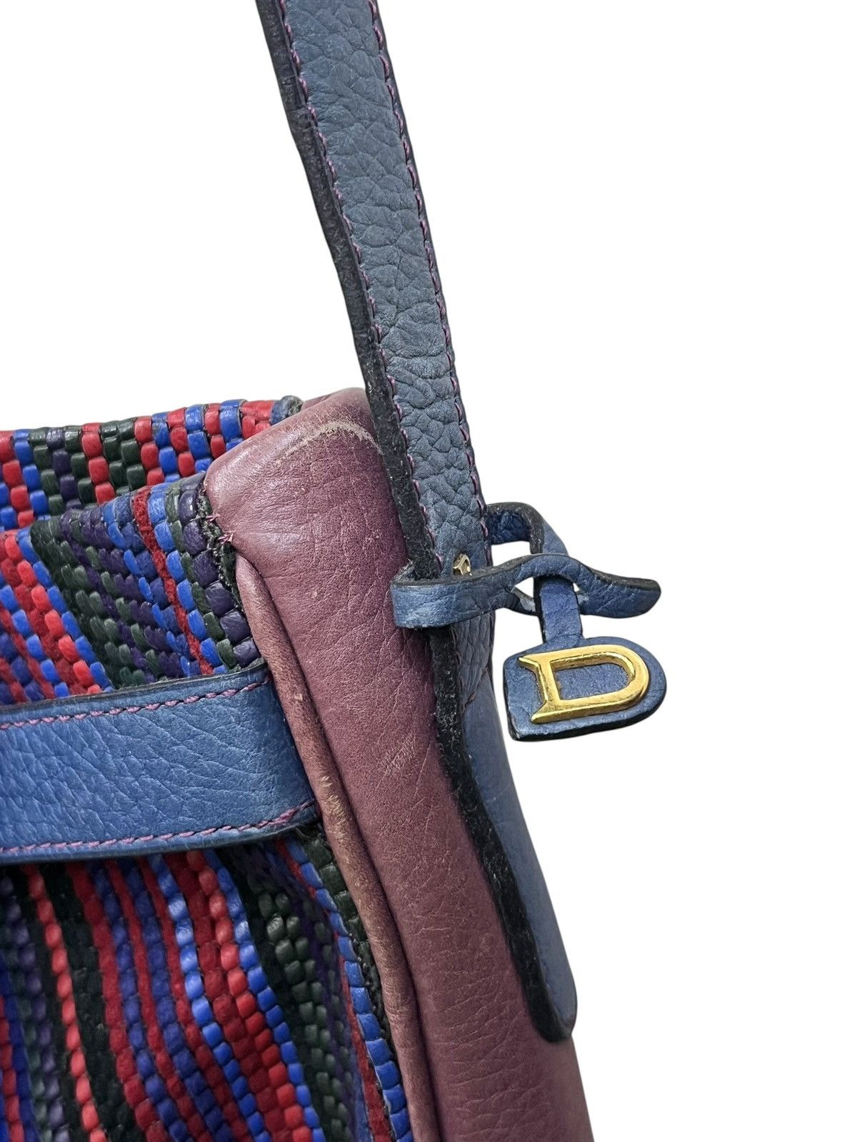 Delvaux RARE🔥Vintage Delvaux Woven Stripe Leather D Charm Bag Size ONE SIZE - 10 Thumbnail