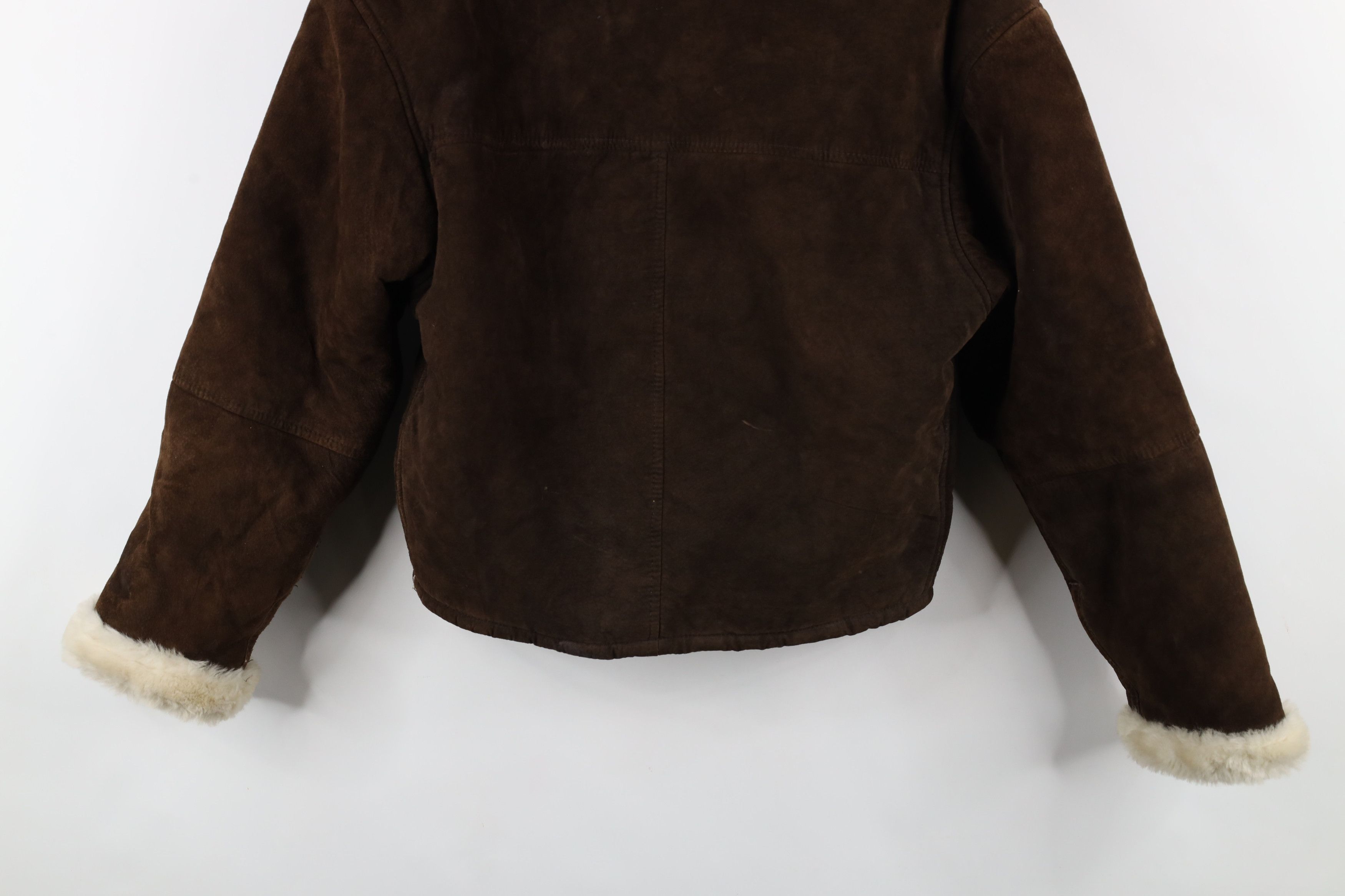 Express × Vintage Vintage 90s Express Fleece Lined Suede Leather Jacket Size S / US 4 / IT 40 - 15 Thumbnail