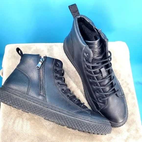Steve Madden Steve Madden P-Darth men's black Leather high top sneaker/Sh Size US 11 / EU 44 - 1 Thumbnail