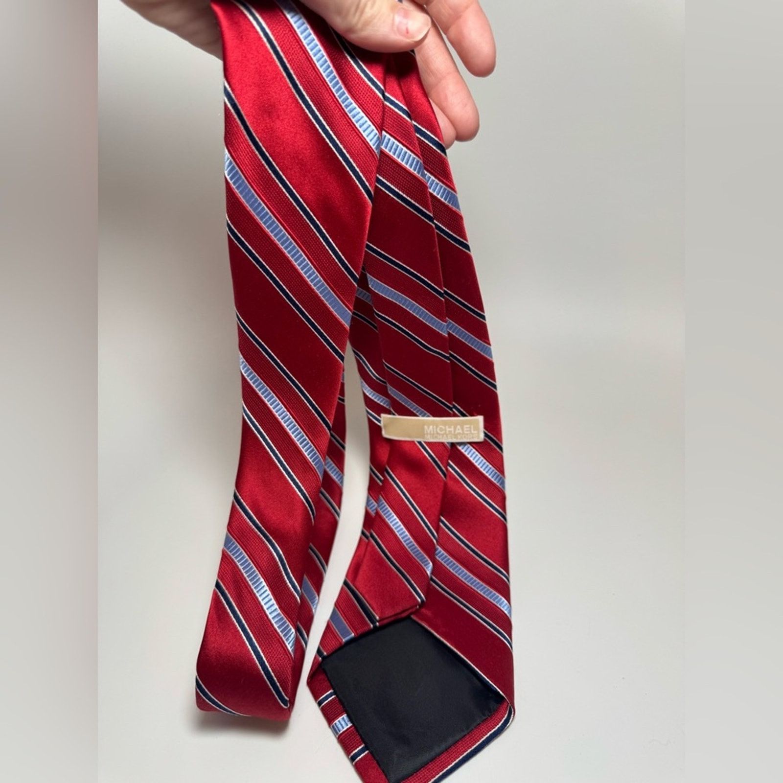 Michael Kors Michael Kors Red Blue Navy Striped Tie Designer Mens Size ONE SIZE - 2 Thumbnail