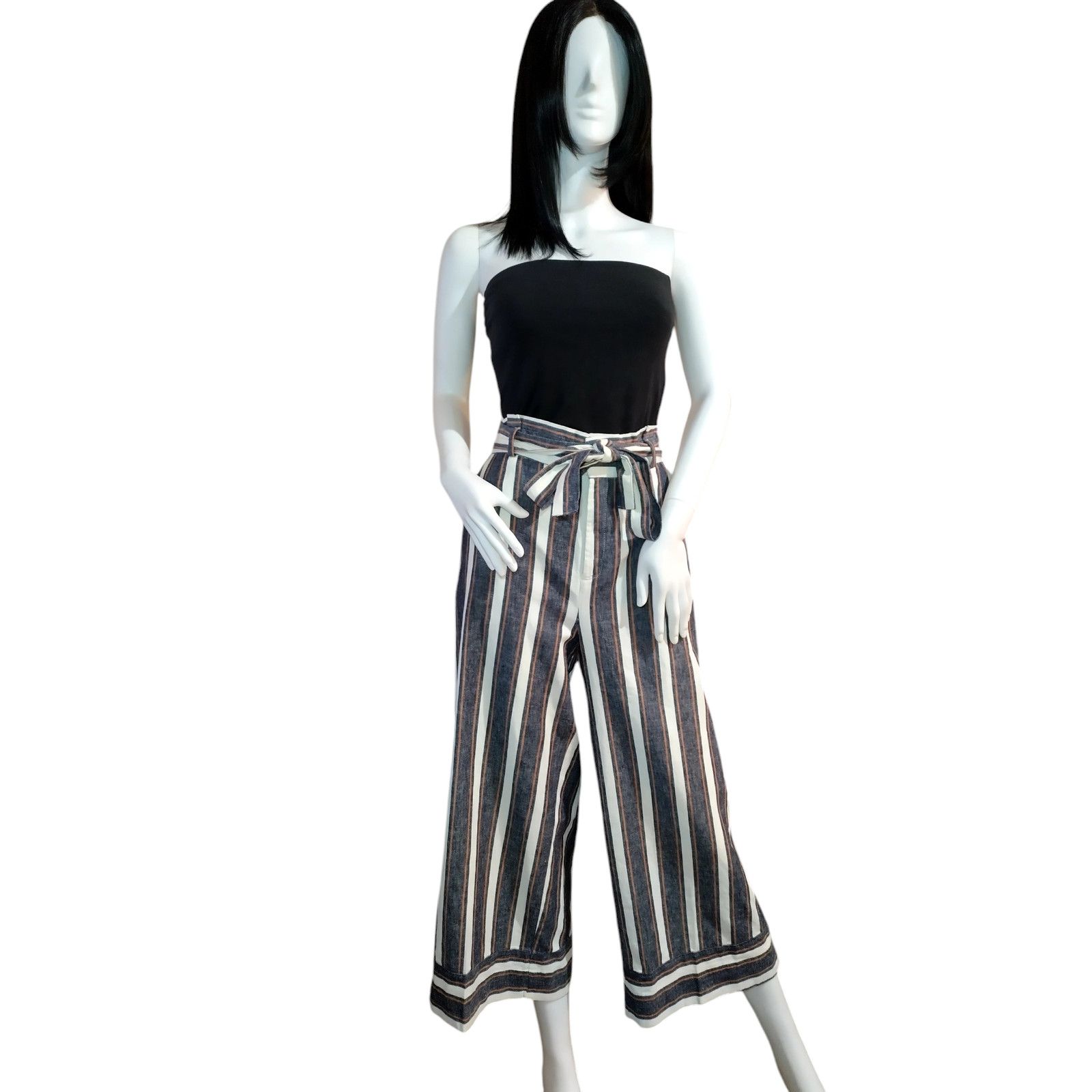 Banana Republic NWT Banana Republic Womens Blue Stripes wide Leg Pants Sz 12 Size 34" / US 12 / IT 48 - 17 Thumbnail