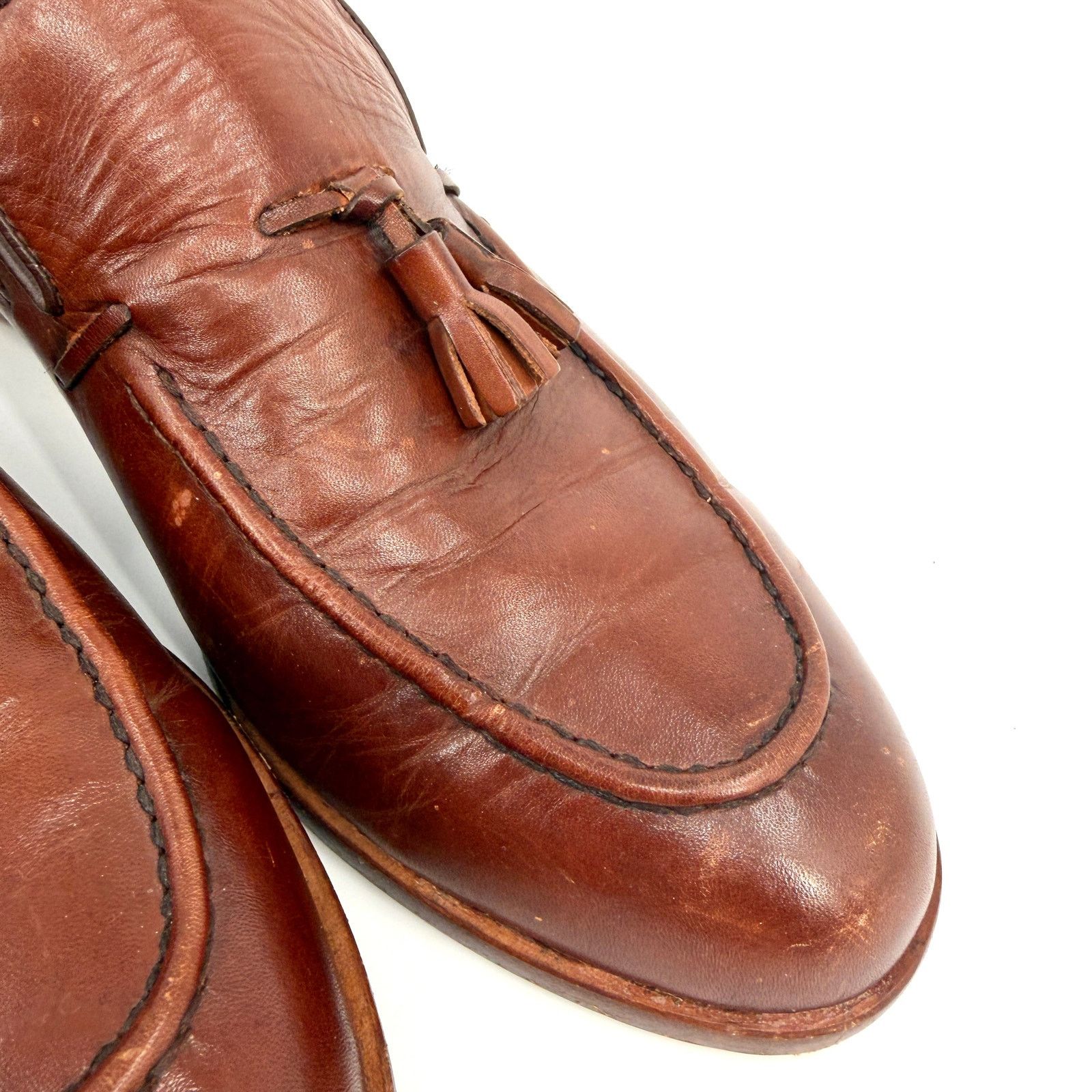 Vintage Elanroman Brown Leather Preppy Tassel Loafers Size US 11 / EU 44 - 3 Thumbnail