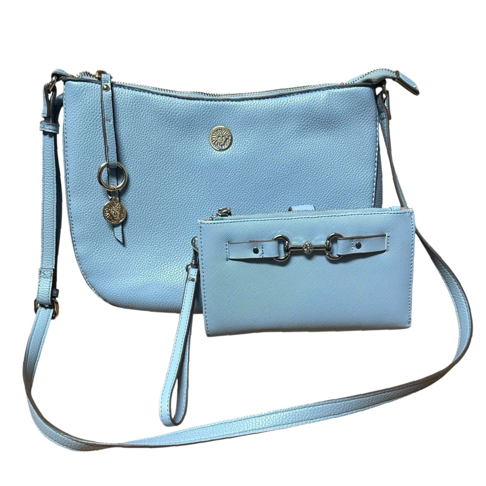 Anne Klein Anne Klein Light Blue Crossbody Purse W/ Wallet Wristlet Women’s Should Handbag Crossbody Bag Medium Blue Accessories Zipper Strap Accent Size ONE SIZE - 2 Thumbnail