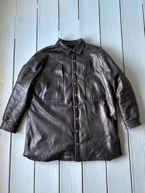 Rick Owens Rick Owens Padded leather “Fog Pocket” overshirt. Size US XL / EU 56 / 4 - 4 Thumbnail